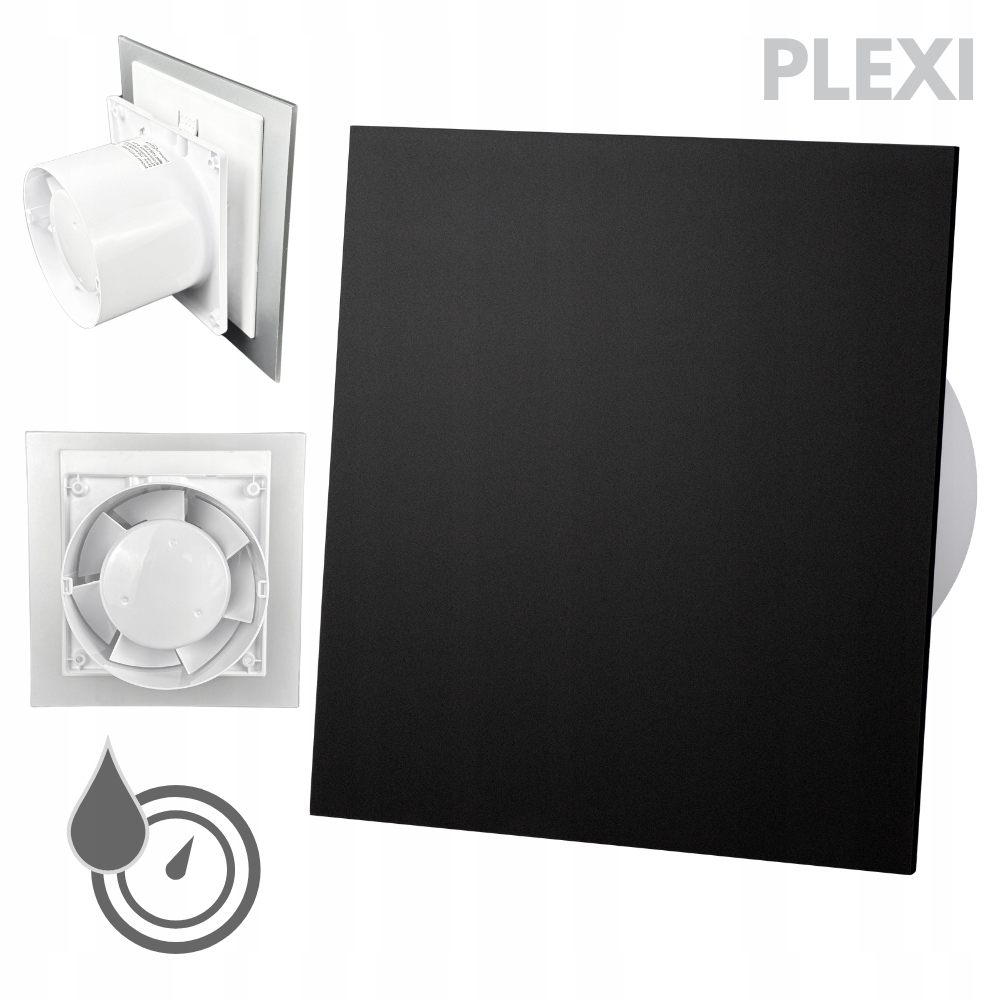 Koupelnový ventilátor Drim 125 (hs+ts) Plexi černý matný