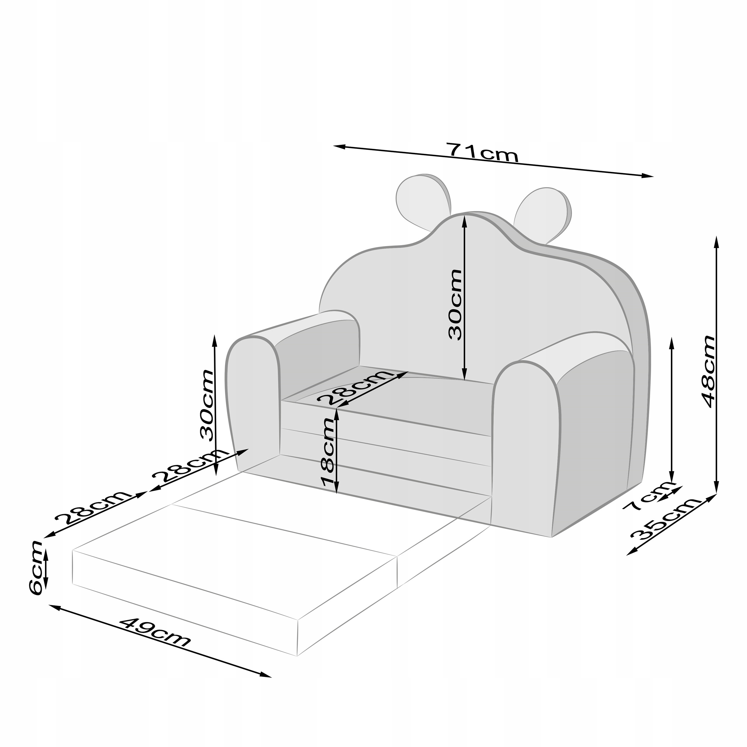 Kanapa Sofa Tapczanik Łóżko dla dzieci z pianki dwuosobowy 71x35 Ciemny Róż EAN (GTIN) 5902414555082