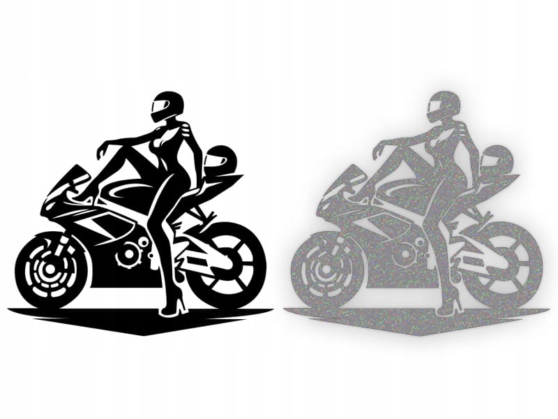 MOTOCYKLISTKA - Naklejka na Samochód Motor Ścigacz ODBLASKOWA