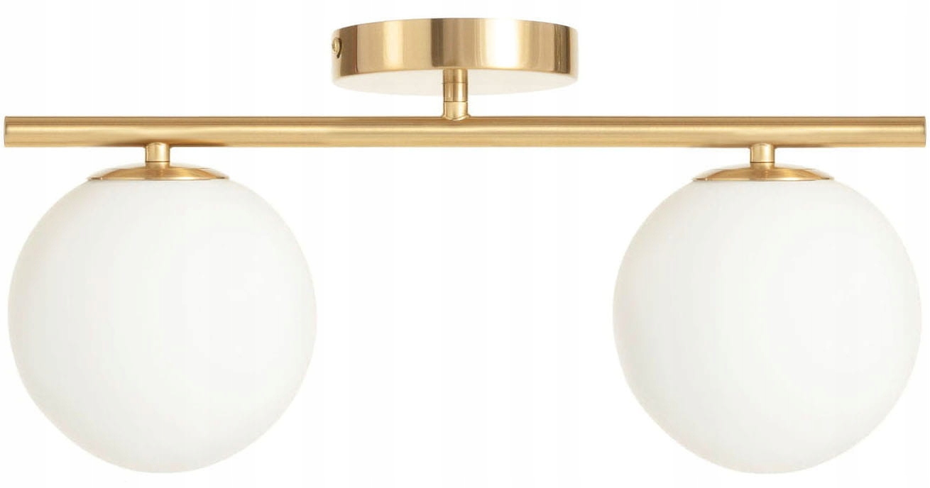 Stropní svítidlo stropní svítidlo Milano gold dvojitá mléčné koule zlatá EP1C10S