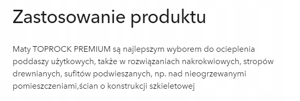 WEŁNA SKALNA TOPROCK PREMIUM 20 CM Długość 2.5 m