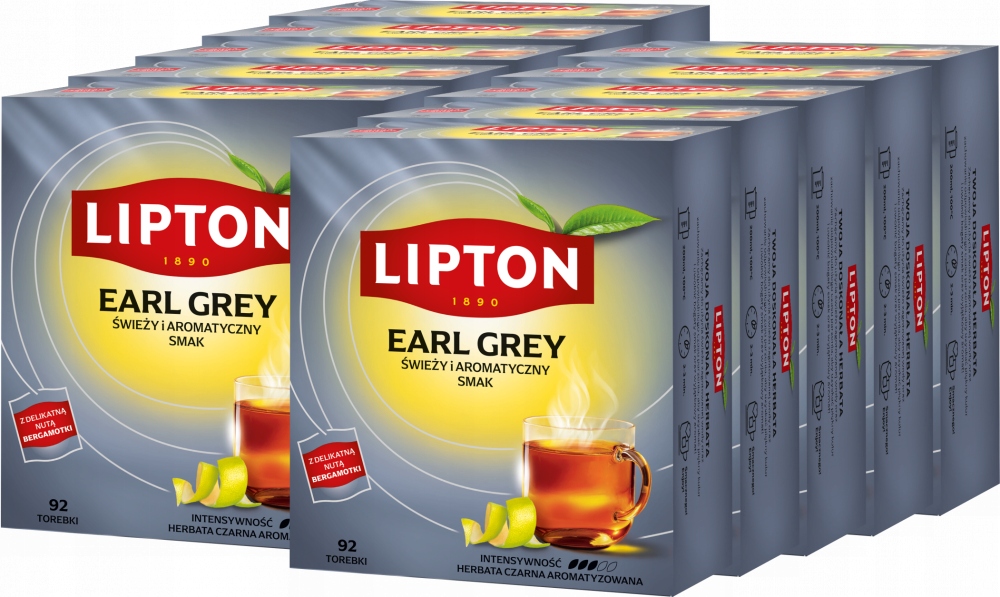 Herbata Earl Grey czarna w torebkach Lipton 92 szt x10