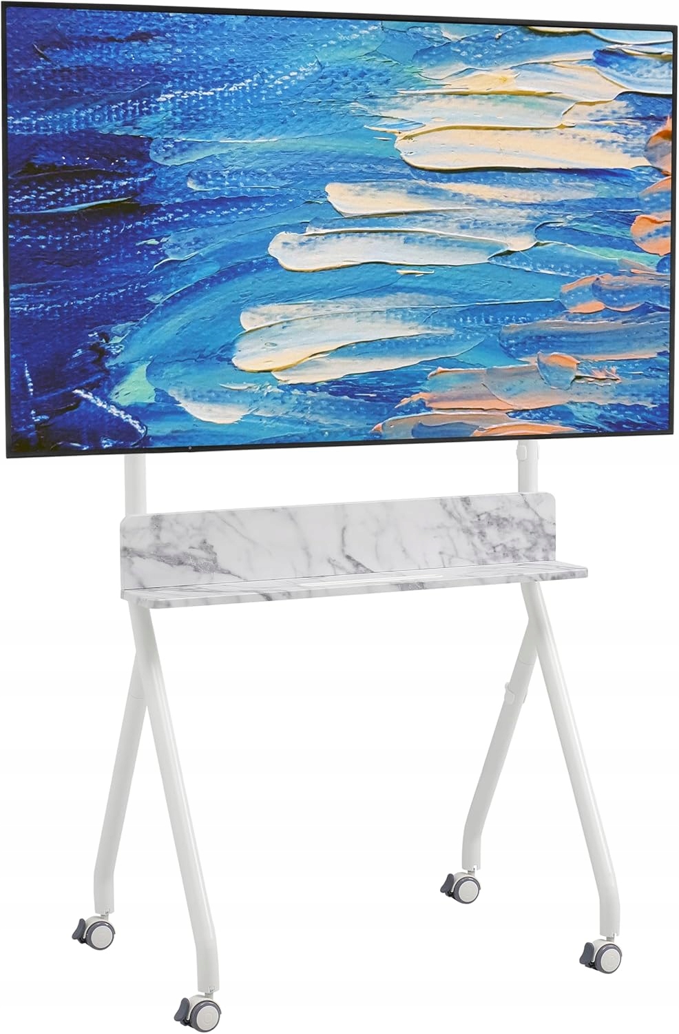 Mobilní Stojan Pod Televizor Na Kolečkách 40-86 Palců Vesa Bílý Ethu Přenosný