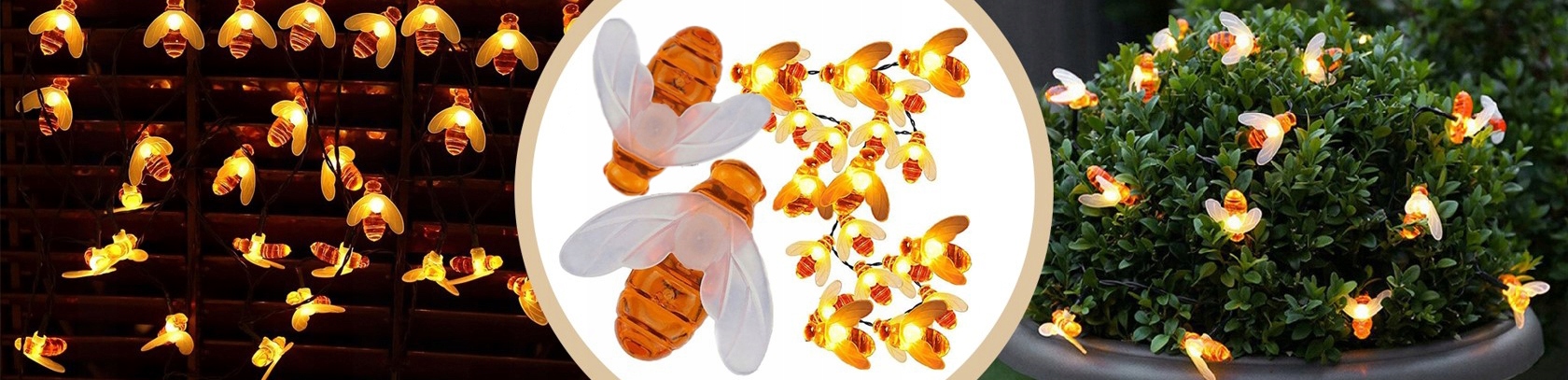 GIRLANDA SOLARNA OGRODOWA PSZCZÓŁ 30 LED 6,5M Lampki Solarne Lampy Ogrodowe Stan opakowania oryginalne