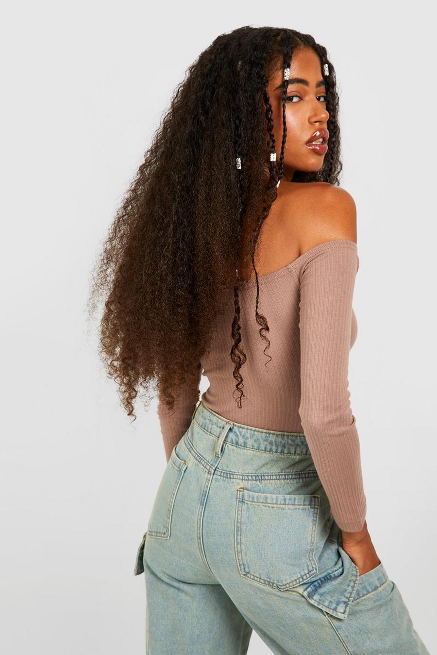 KC54309 *BOOHOO PRĄŻKOWANE BODY ODKRYTE RAMIONA DŁUGI RĘKAW XL Marka Boohoo