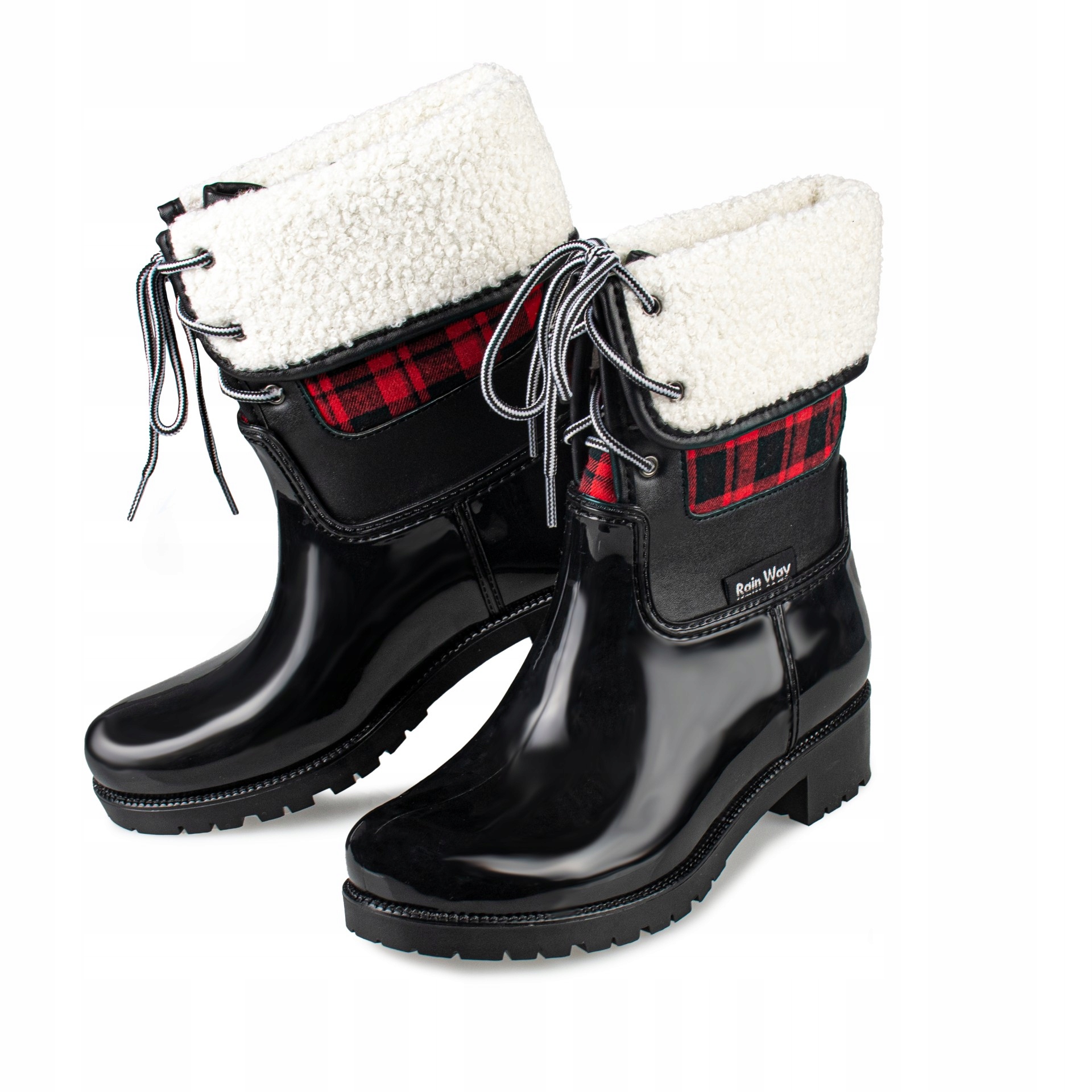 Dámské zateplené Holínky Rain Way, kostkovaný vzor 40