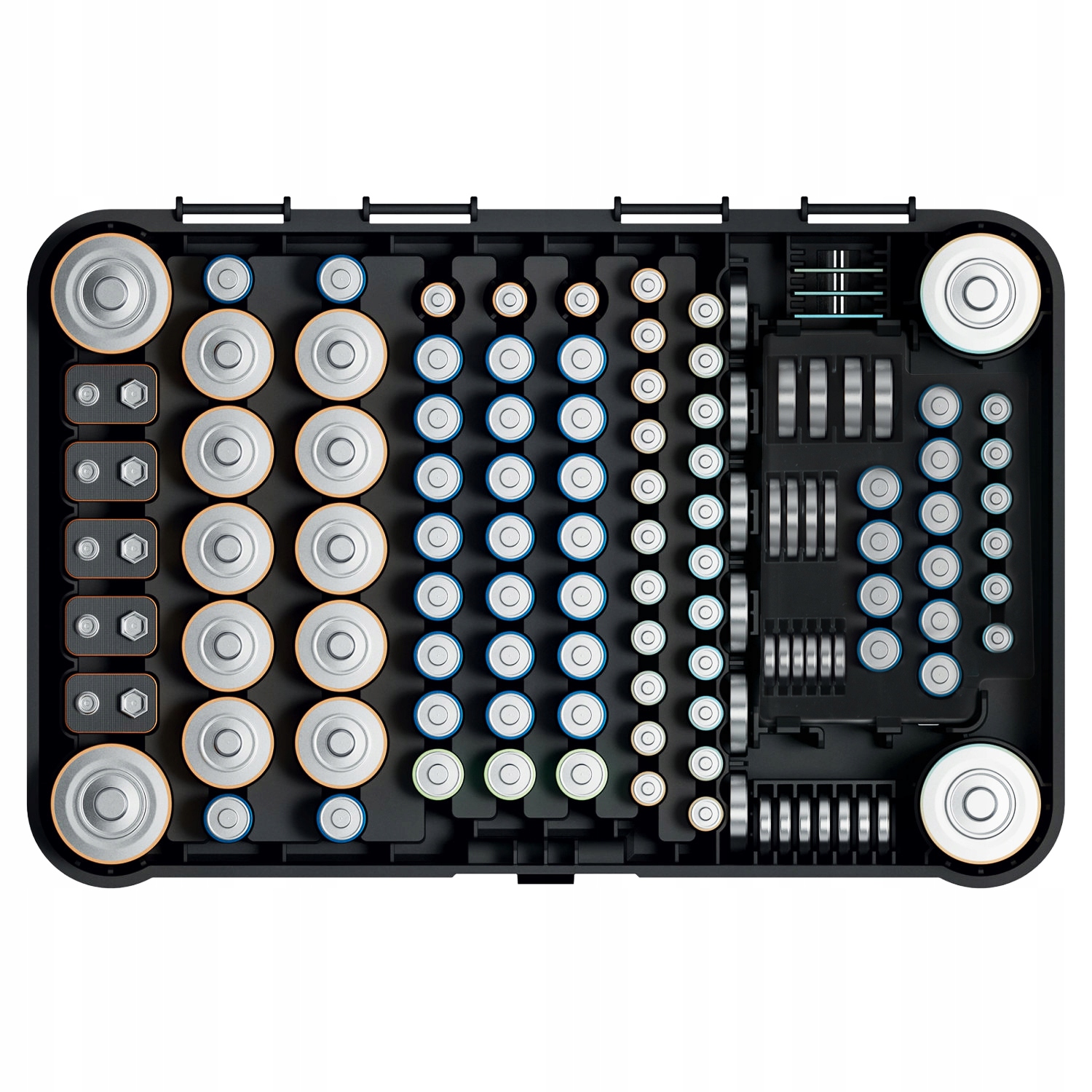 ORGANIZER SKRZYNKA POJEMNIK NA BATERIE AA AAA 9V RL20 R14 115 miejsc Kod producenta GreenBlue Varta Box GB189