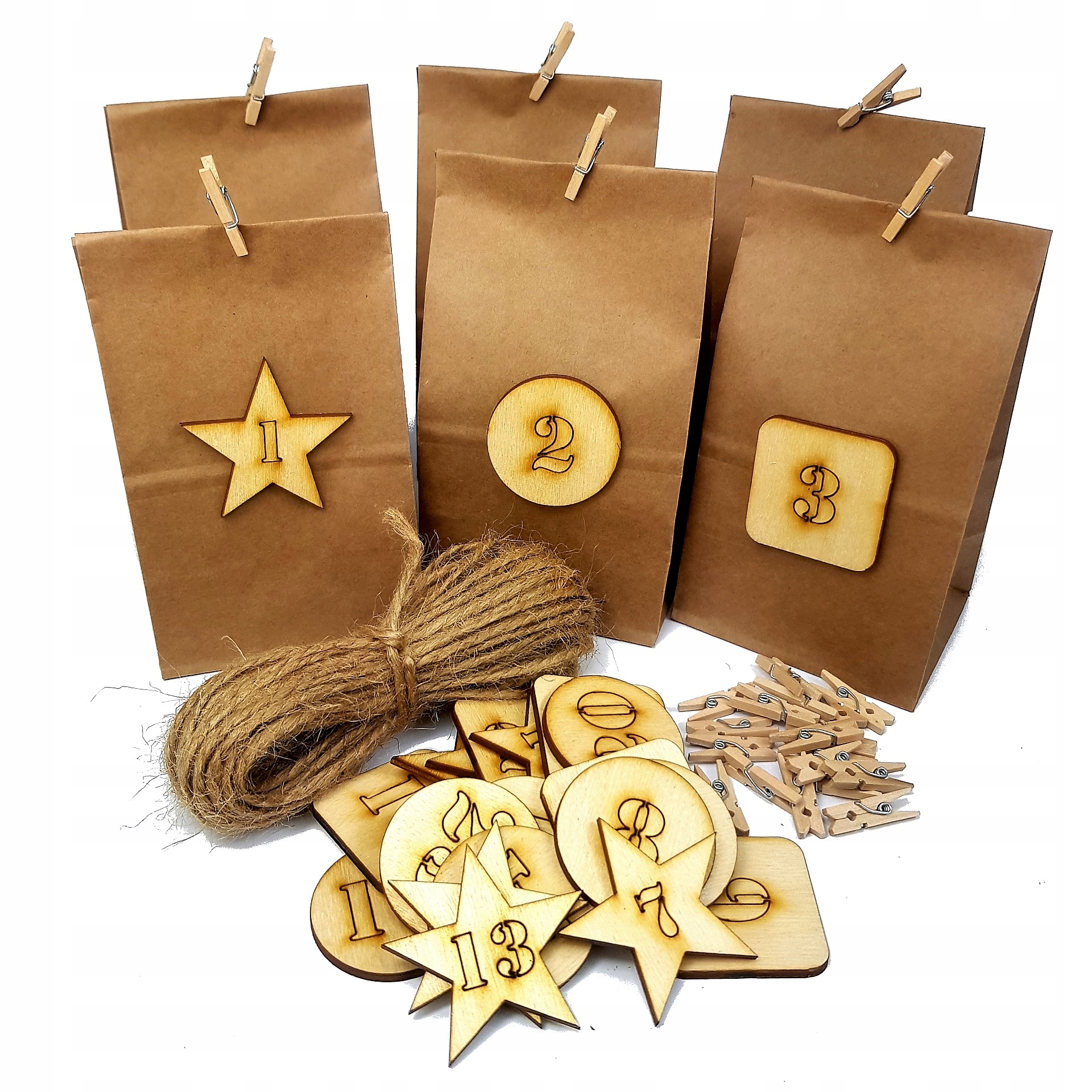 

Kalendarz adwentowy 24 torebki kraft Diy