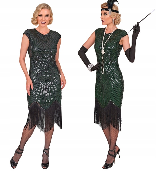 Kostým Gatsby Šílené 20. Léta Retro Flapper Charleston Zelený S