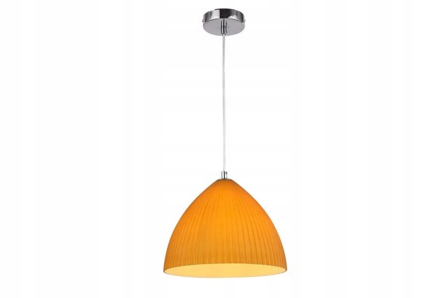 Závěsná lampa Gizela Reality, 60 W E27, chromovaná s jantarovým stínítkem