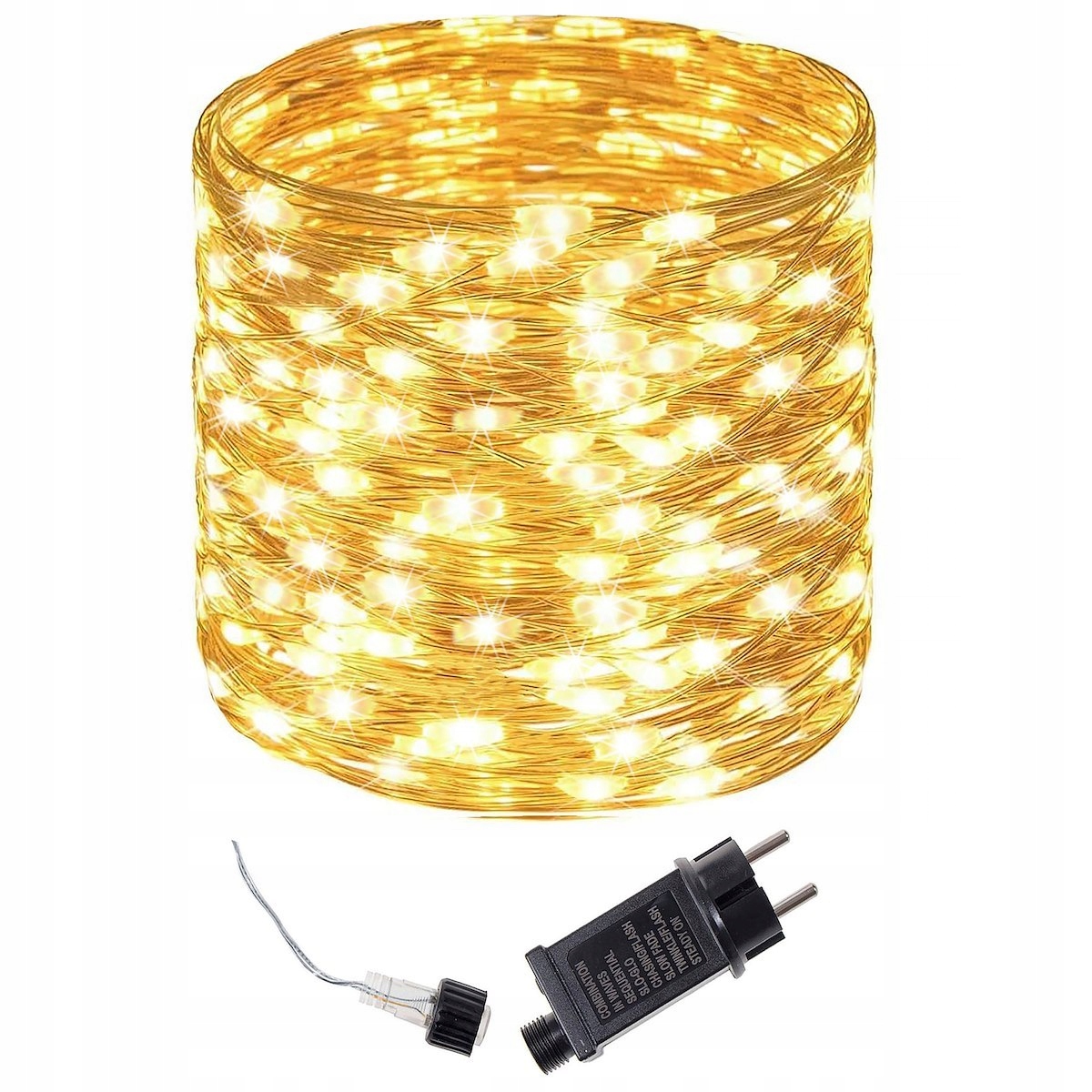 

Lampki Druciki 100LED Na Prąd 10m Białe Ciepłe