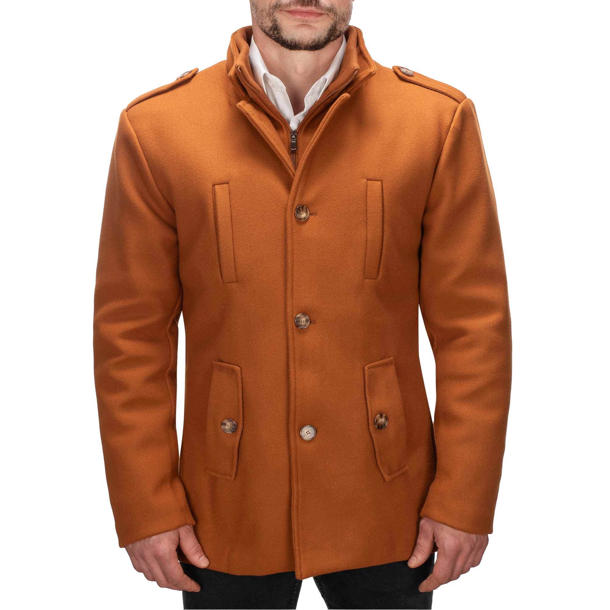 TM2401 vel. 3XL Elegantní Jednořadý Pánský Zateplený Kabát