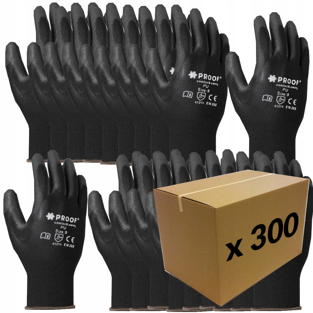 Pracovní Rukavice Ochranné Rukavice Černé Polyuretanové Proof 7-300 párů