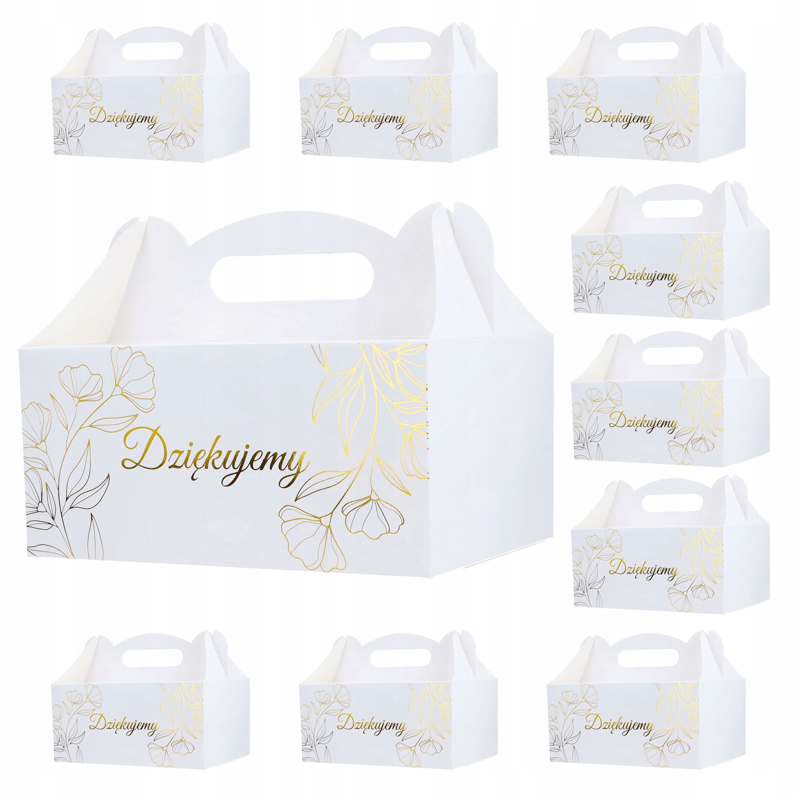 Pudełka na CIASTO 10szt ozdobne PAPIEROWE podziękowanie dla GOŚCI pudełko