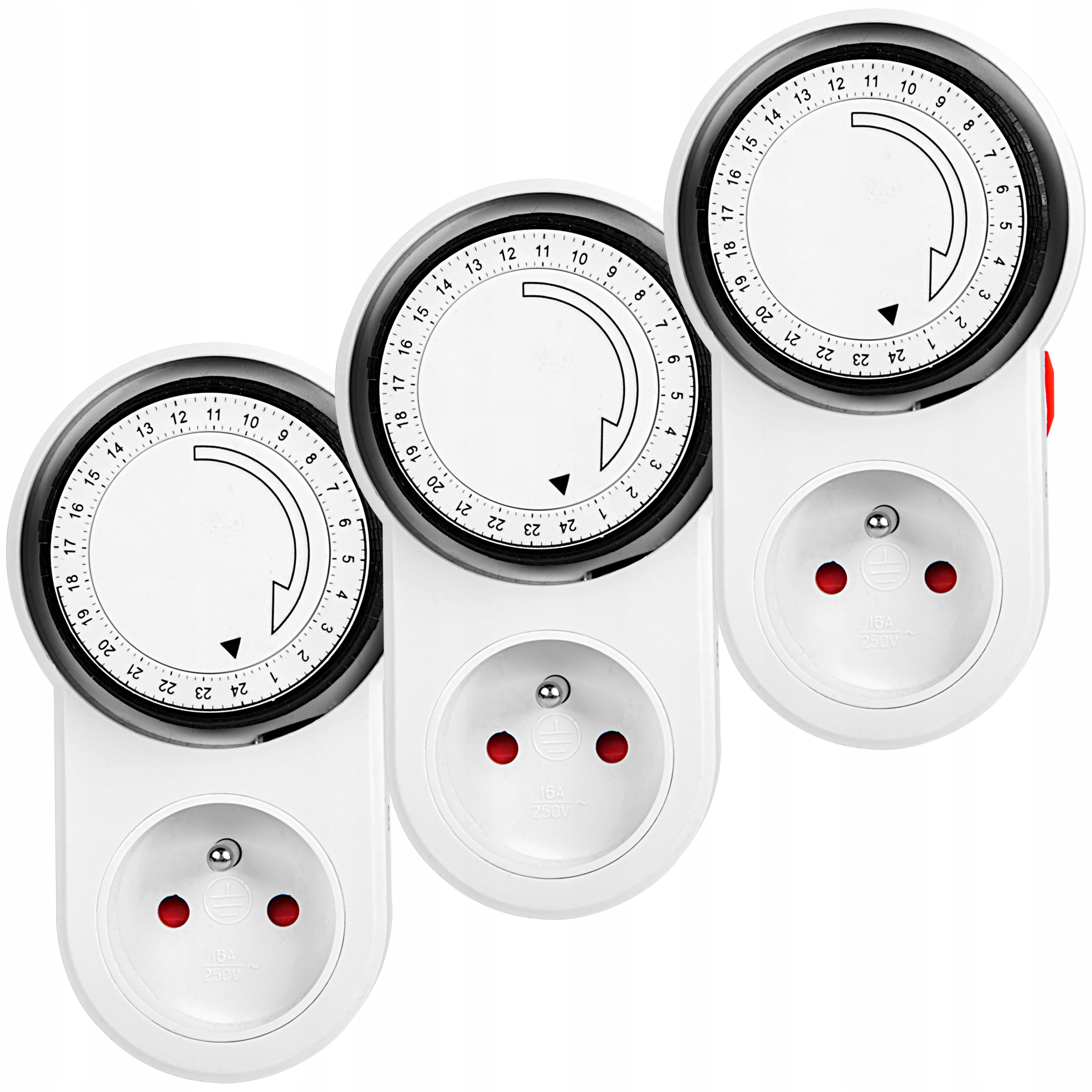 3x PROGRAMATOR CZASOWY TIMER WŁĄCZNIK WYŁĄCZNIK CZASOMIERZ ANALOGOWY 24H