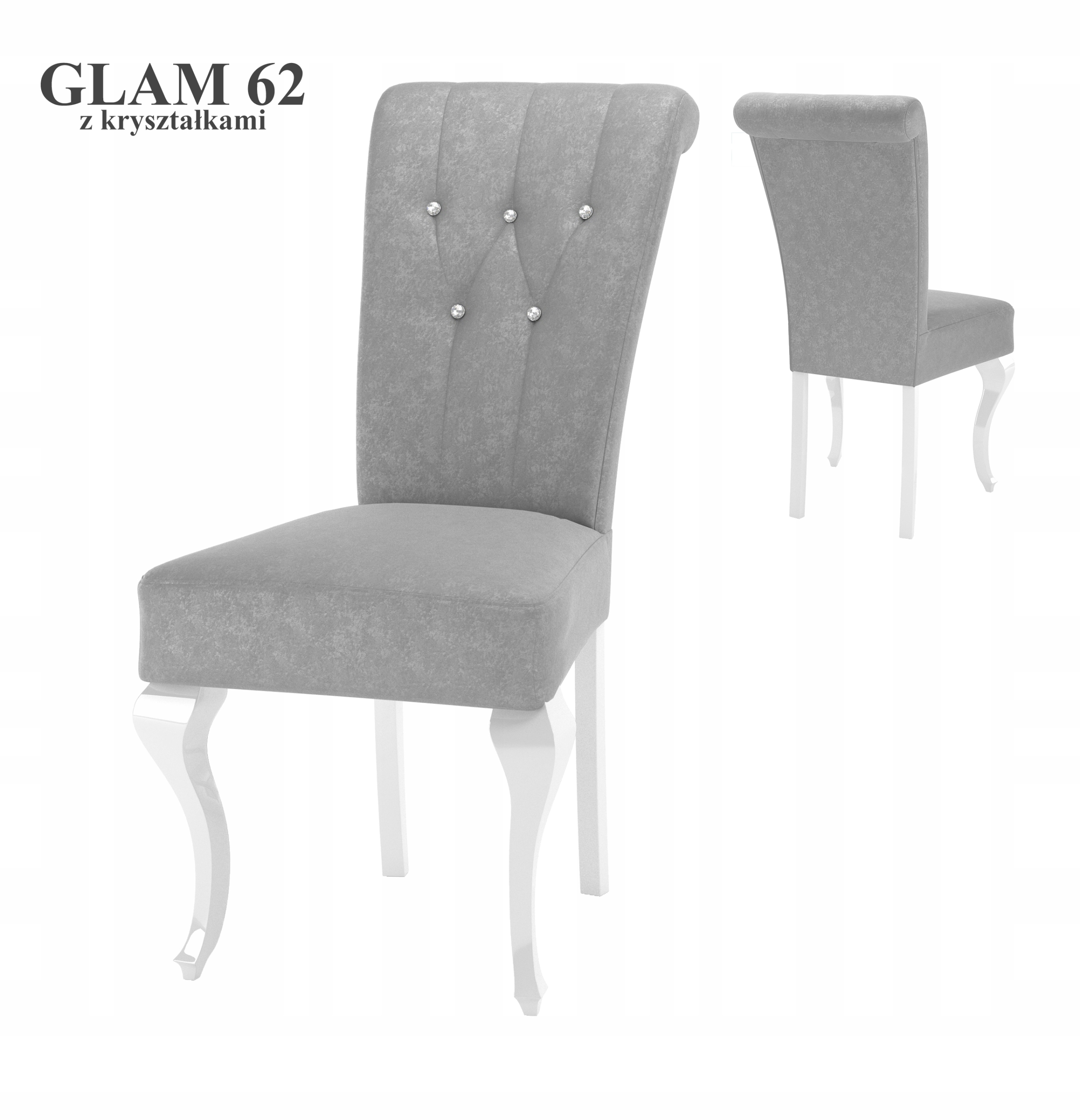 Zestaw Stół z 6 krzesłami glamour biały połysk Szerokość stołu 100 cm