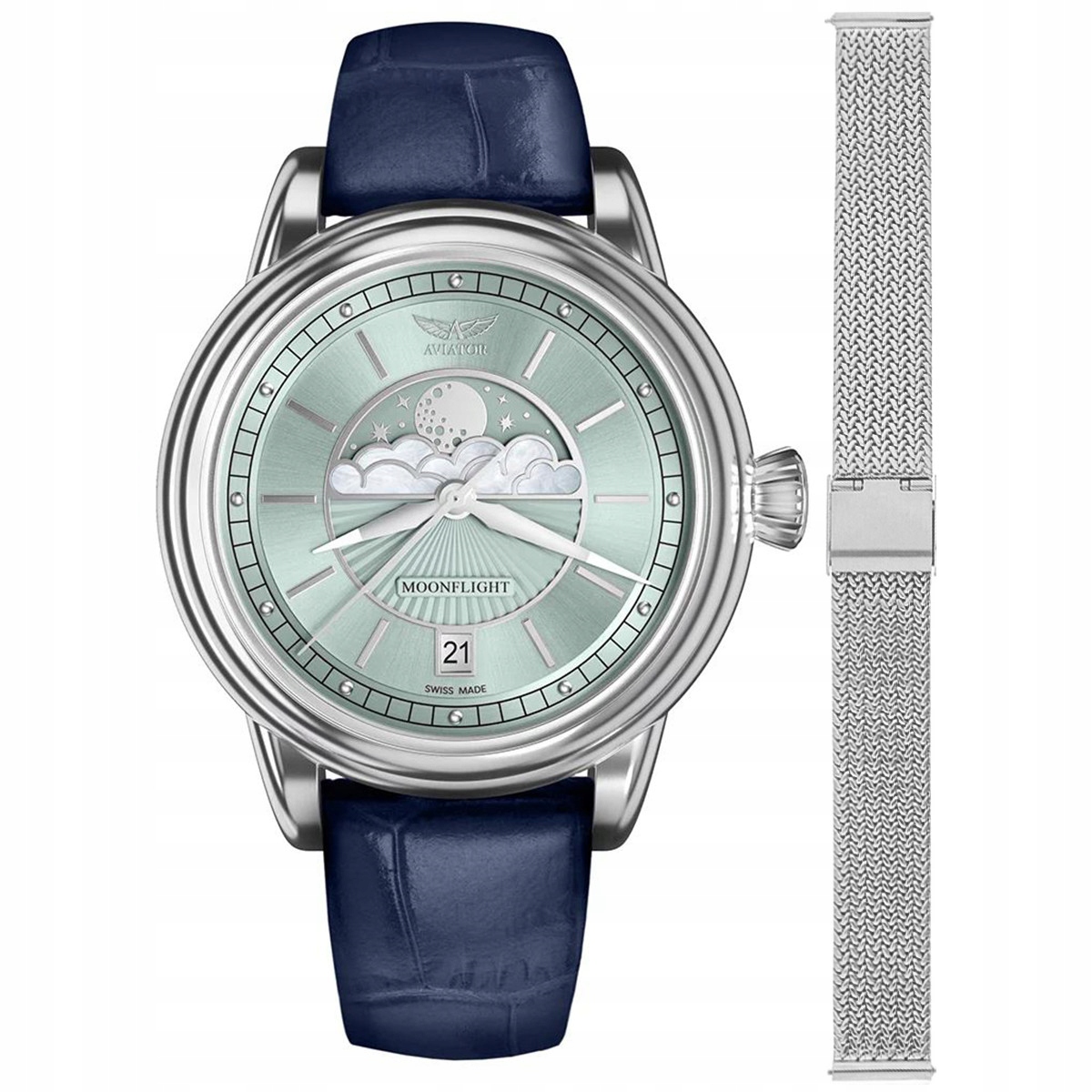 Dámské hodinky Aviator V.1.33.0.261.4.BLM-SET stříbrné