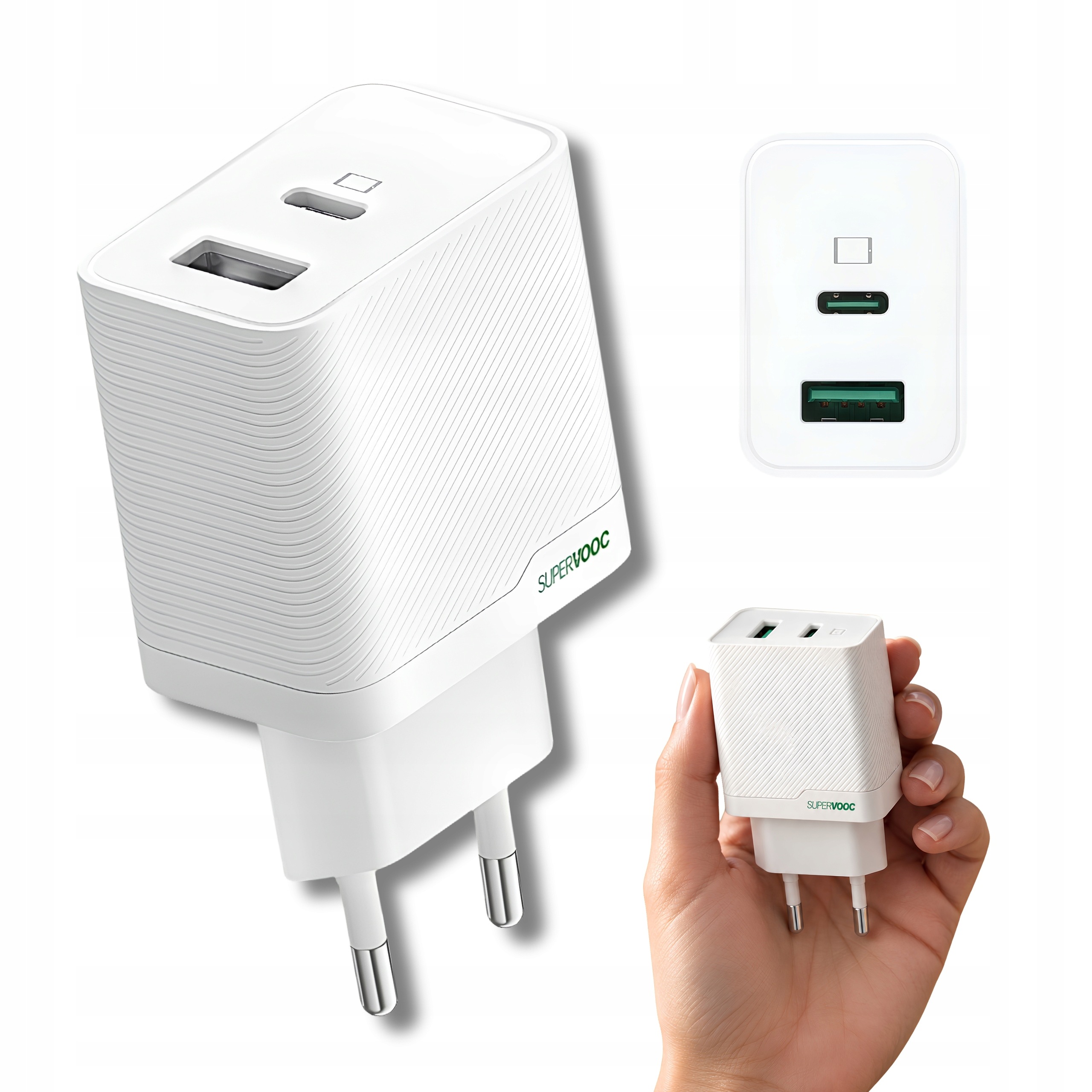 Síťová nabíječka Oppo 45W GaN Usb-c Usb-a rychlé nabíjení 2 porty bílá
