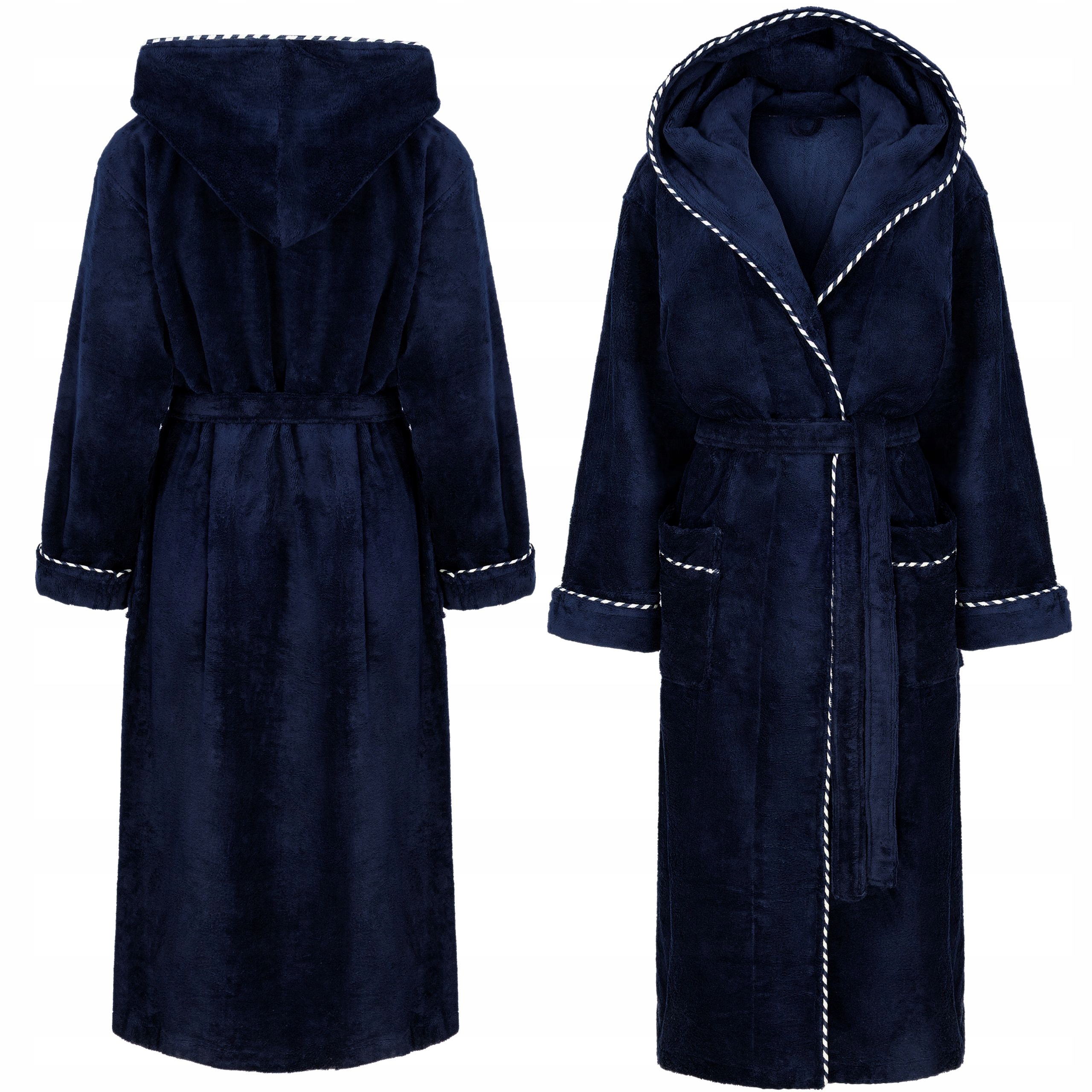 Pánský s kapucí župan s kapucí XL, teplý, pohodlný, námořnická modrá