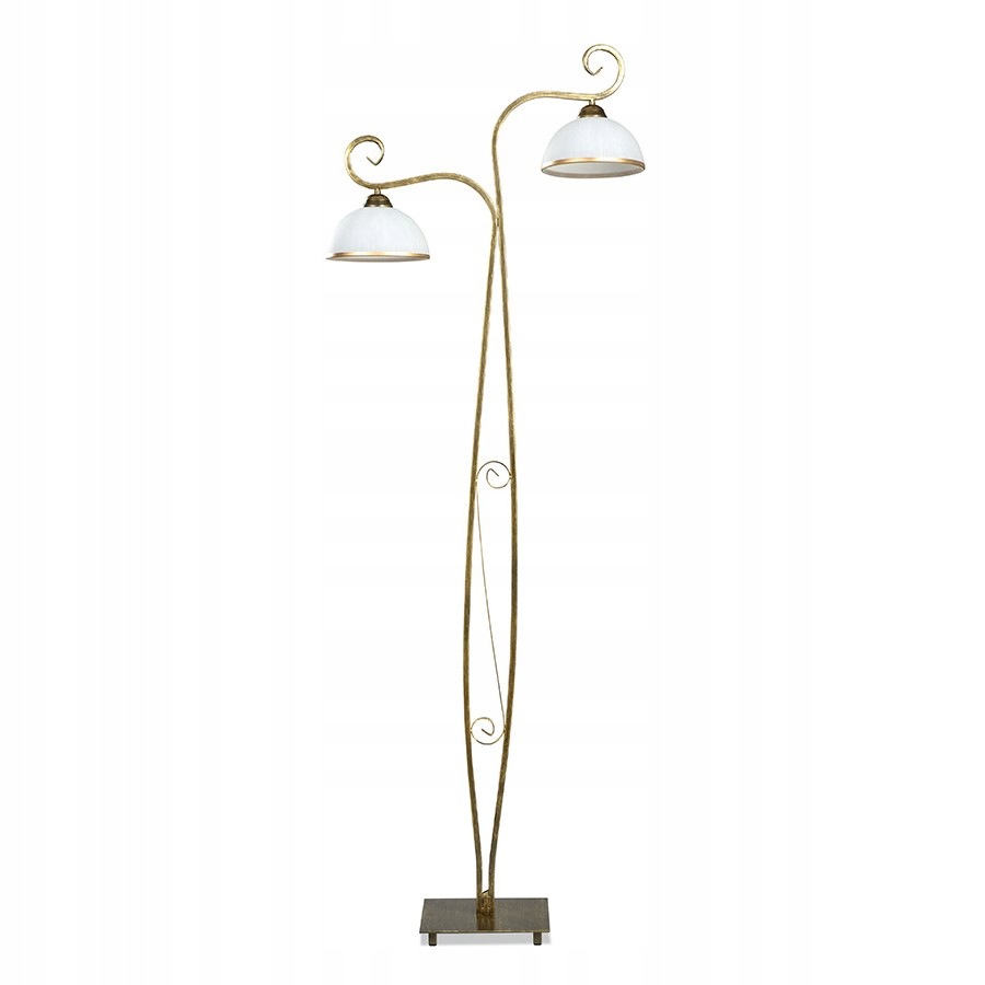 Podlahová lampa Wivara LP2 zlatá, 2×E27, skleněné stínítko, 160 cm