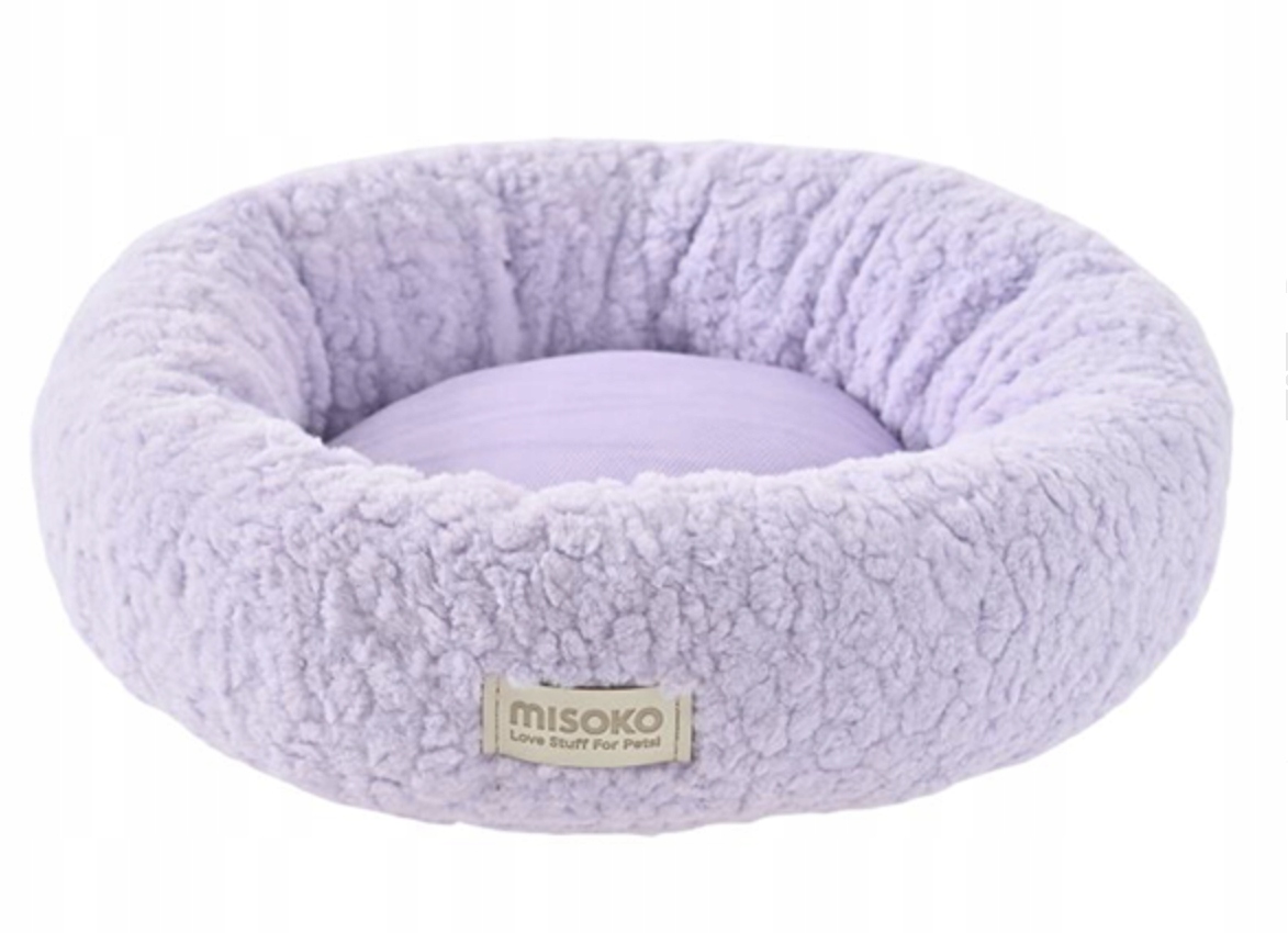 Levně Pelíšek Misoko pro psa a kočku 42 x 42 cm Oválné Fialové Komfort Premium