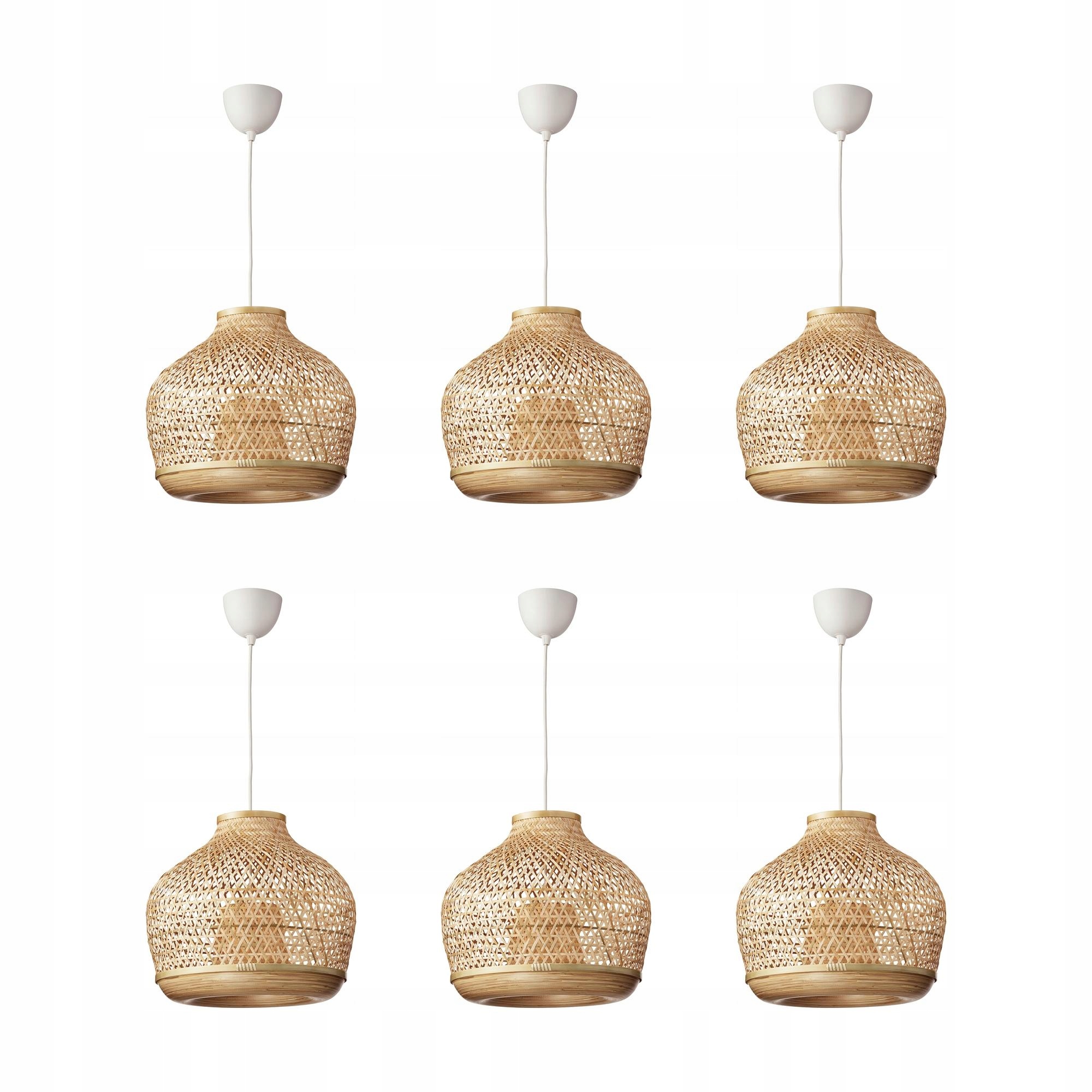 6 szt. Misterhult Lampa wisząca bambus/wykonano ręcznie 45 cm