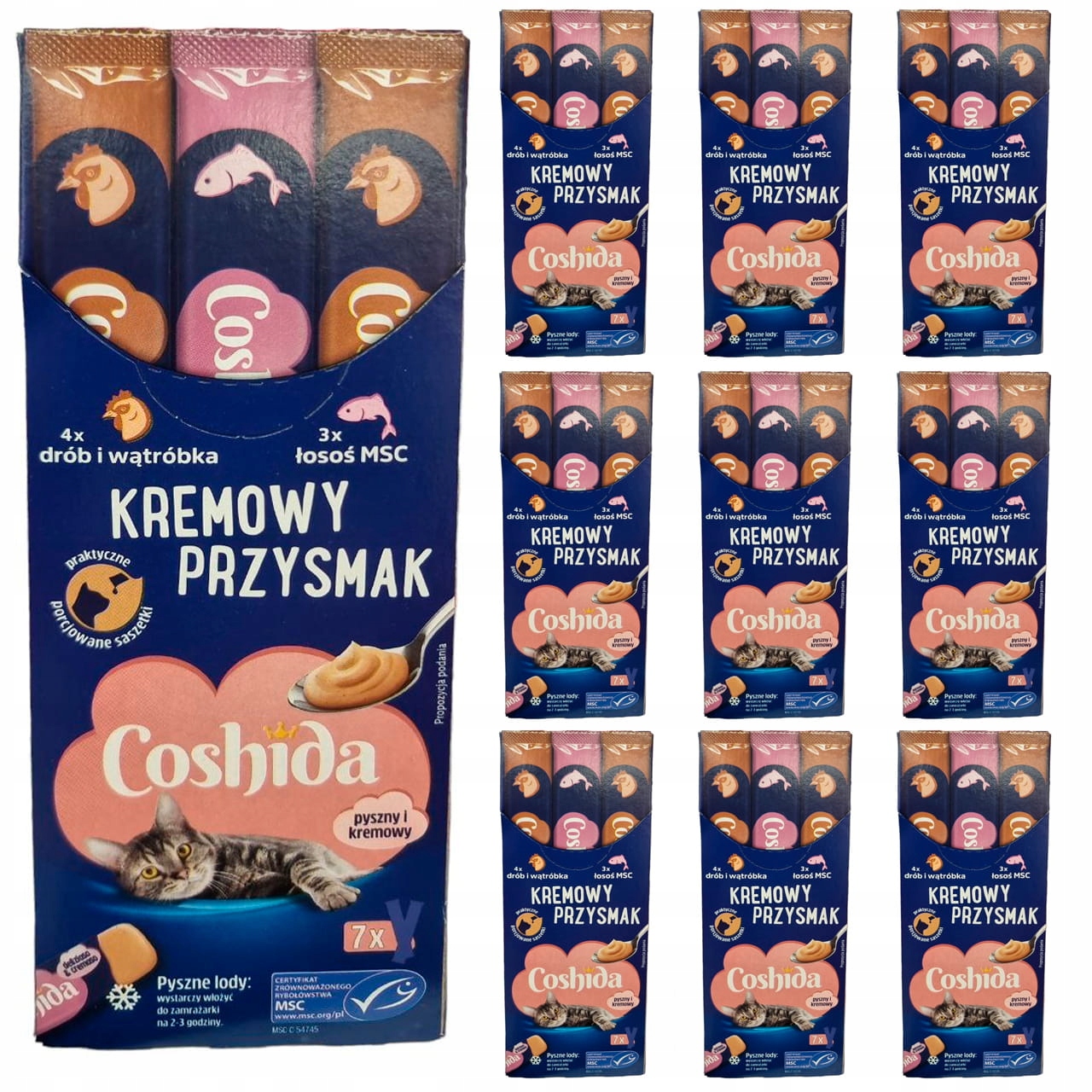 Levně Pamlsek pro kočky Coshida Losos Drůbež 70x16 g