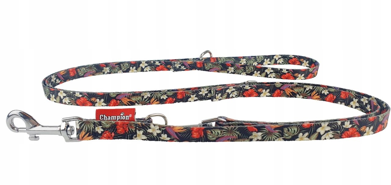 Levně Vodítko pro psa Páskové nastavitelné 225 cm Pásek 2,0 cm Champion Květiny