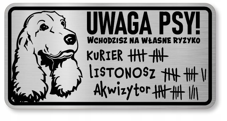 

Tabliczka uwaga pies śmieszna Cocker spaniel