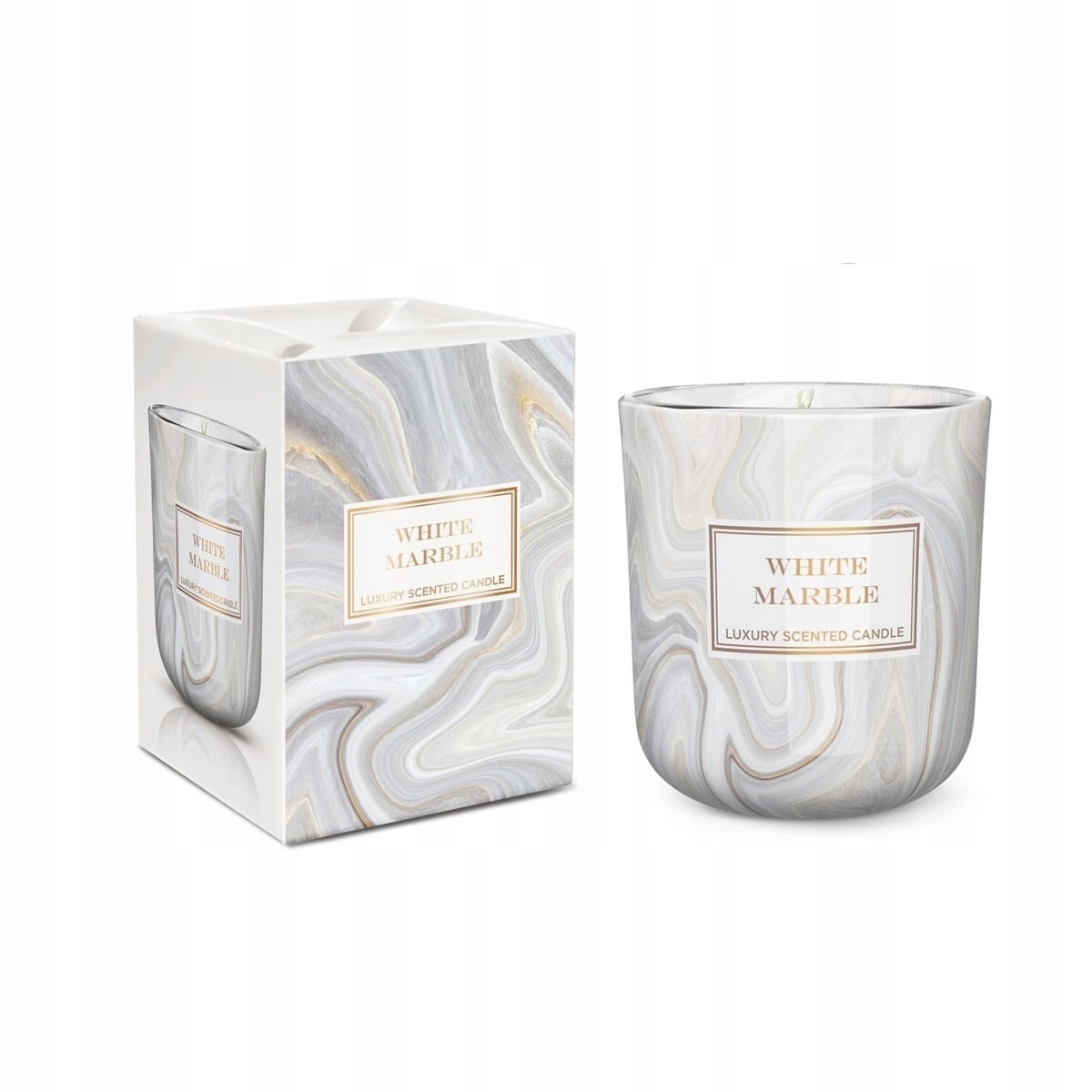 

Świeca zapachowa Marble 35h 150g biała