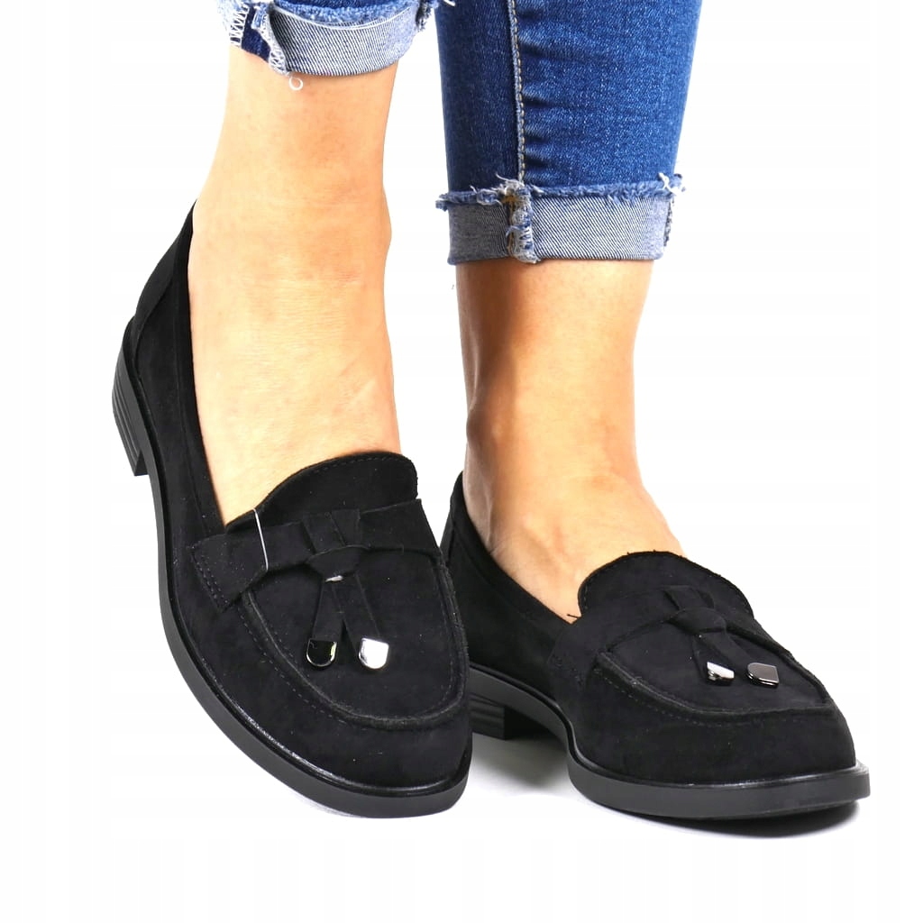 Dámské Ploché Polobotky S Třásněmi, Černé, Semišové, Měkké