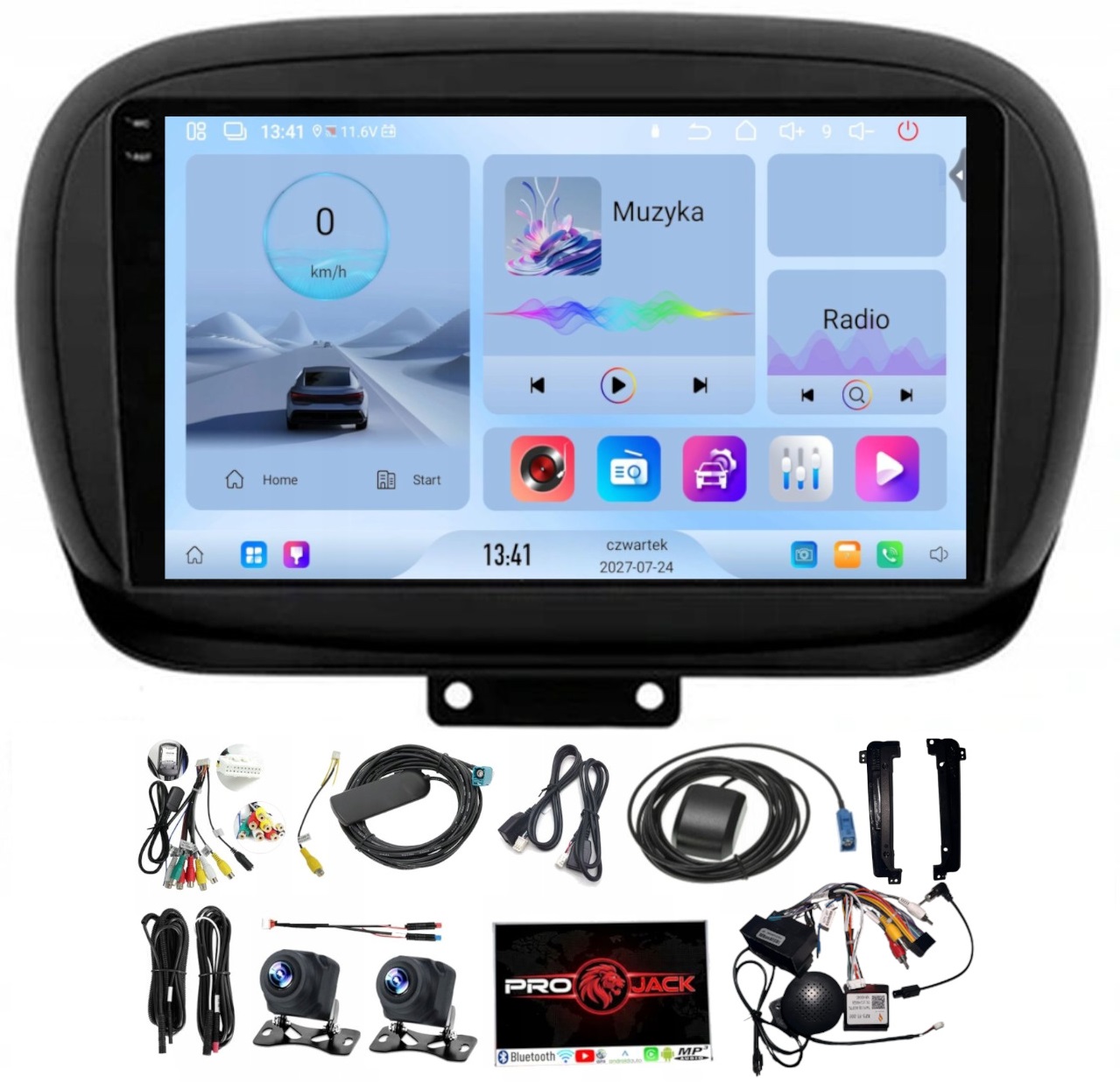 Gps Rádio Android Fiat 500 X 2014-2020 Carplay Wifi Usb Kamery 4GB 64GB Sim