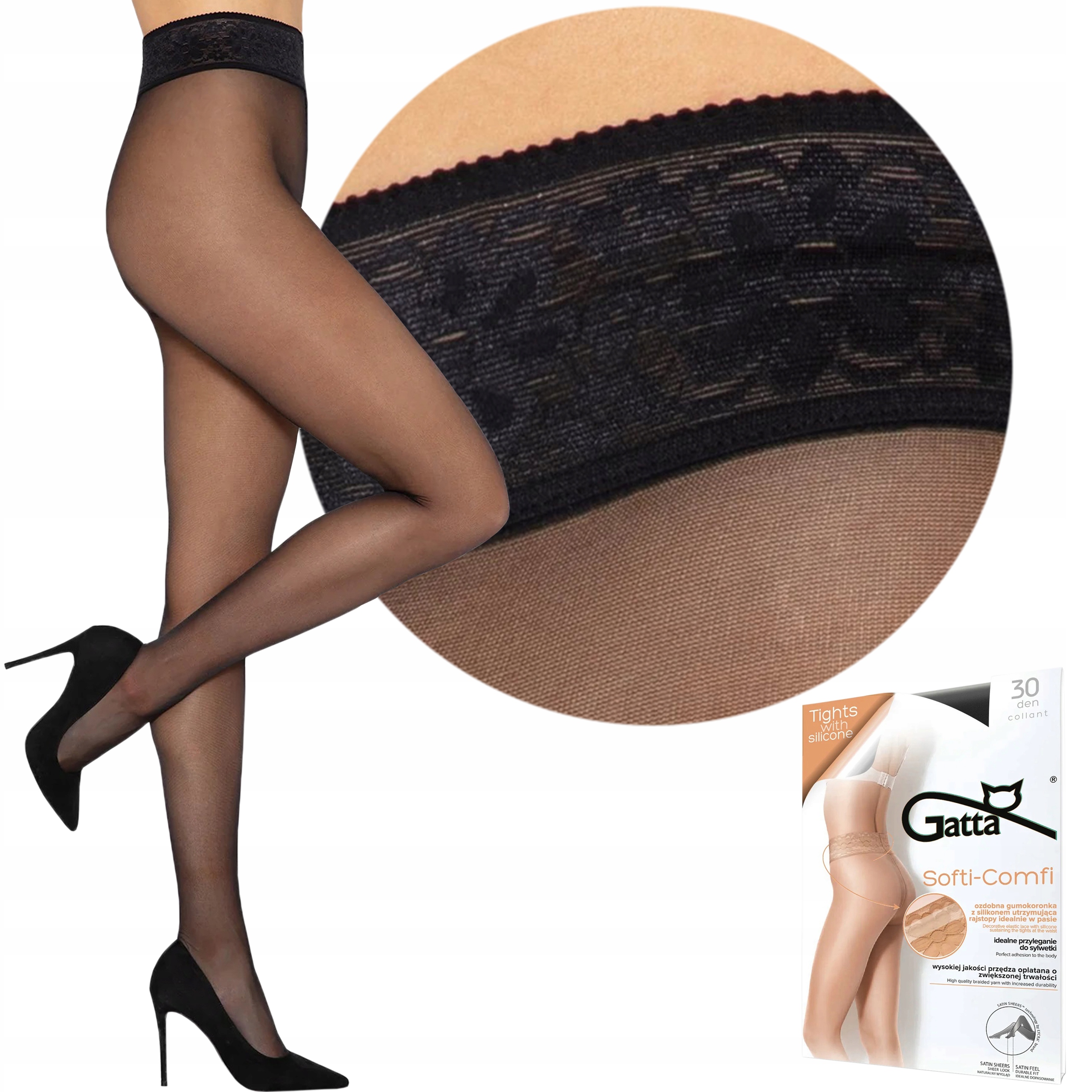 Collant Coprente Con Cinturino In Pizzo Siliconato 140 Den | Calze Collant - Foto 10