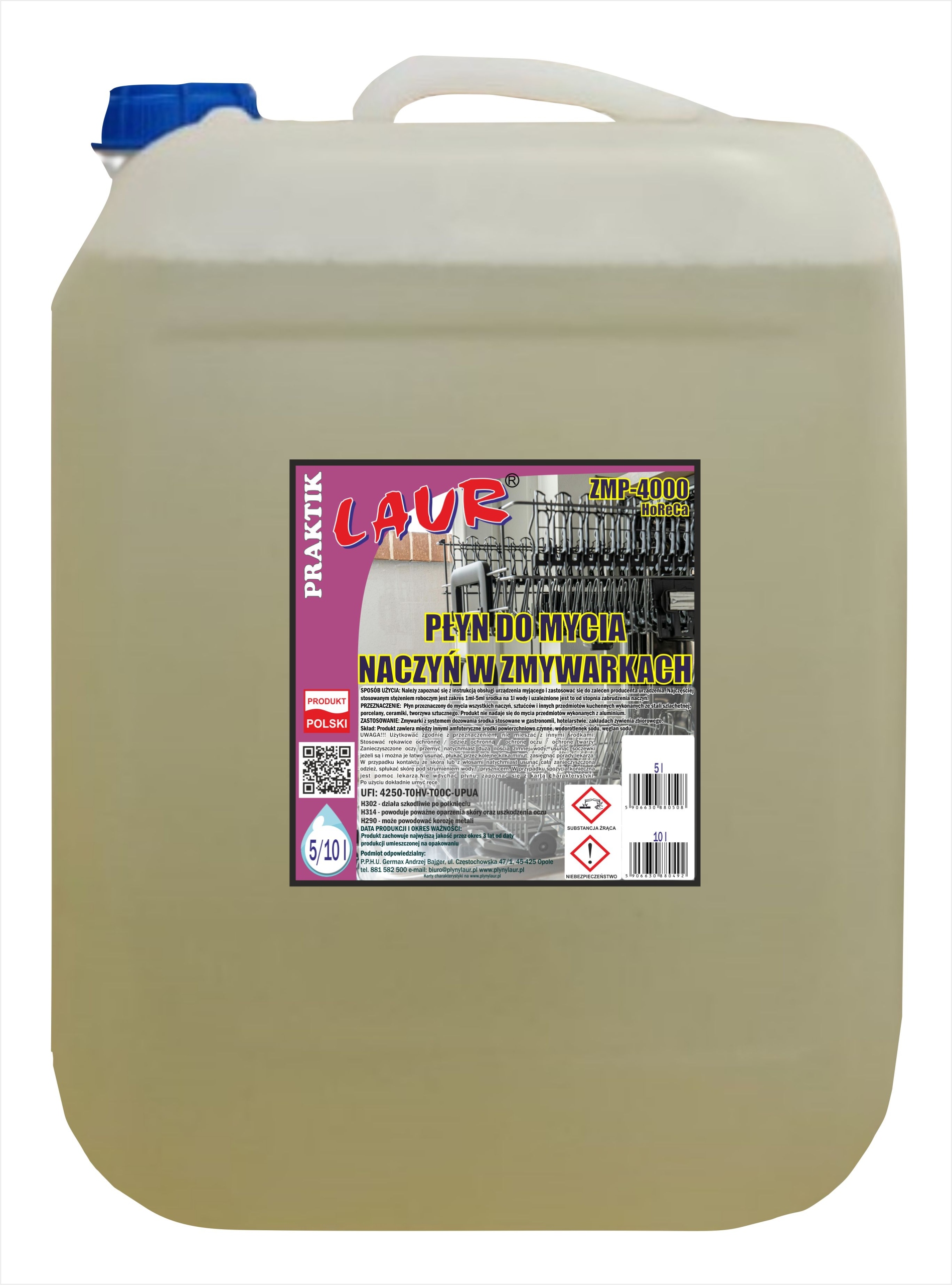 Levně Prostředek Na Mytí Nádobí V Myčkách Nádobí (HoReCa) Laur 10L ZMP-4000 Praktik