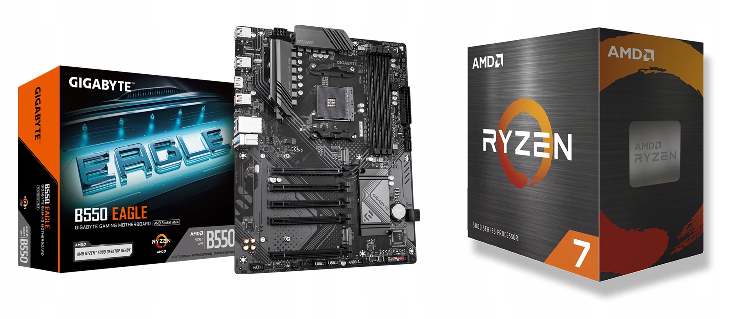 Zestaw Amd Ryzen 7 5700X Gigabyte B550 Eagle
