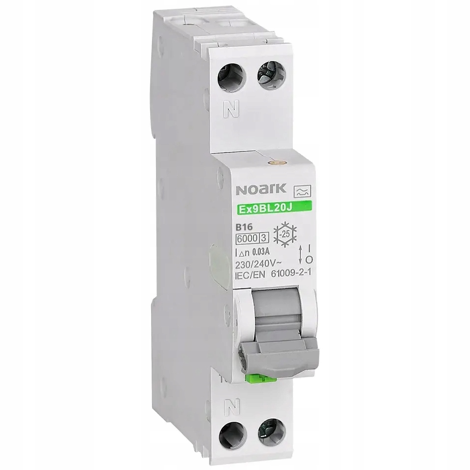 Noark Wyłącznik Różnicowo-nadprądowy Różnicówka Rcbo B16 30mA 1P 230V Ac
