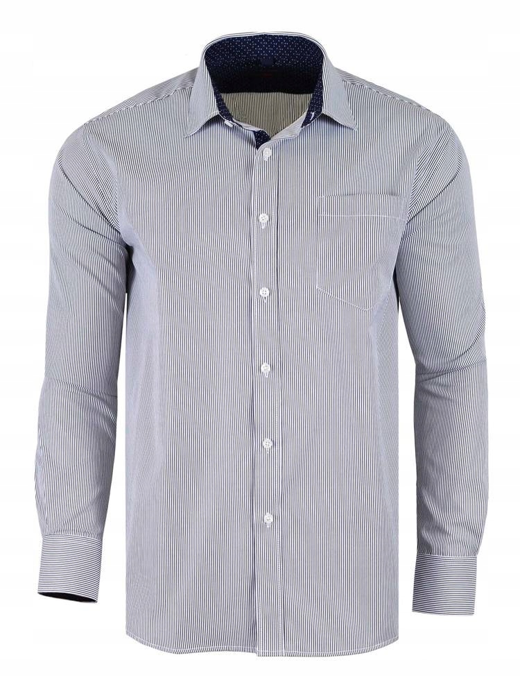 

48/49 Koszula Paski Grafitowa Długi Duża