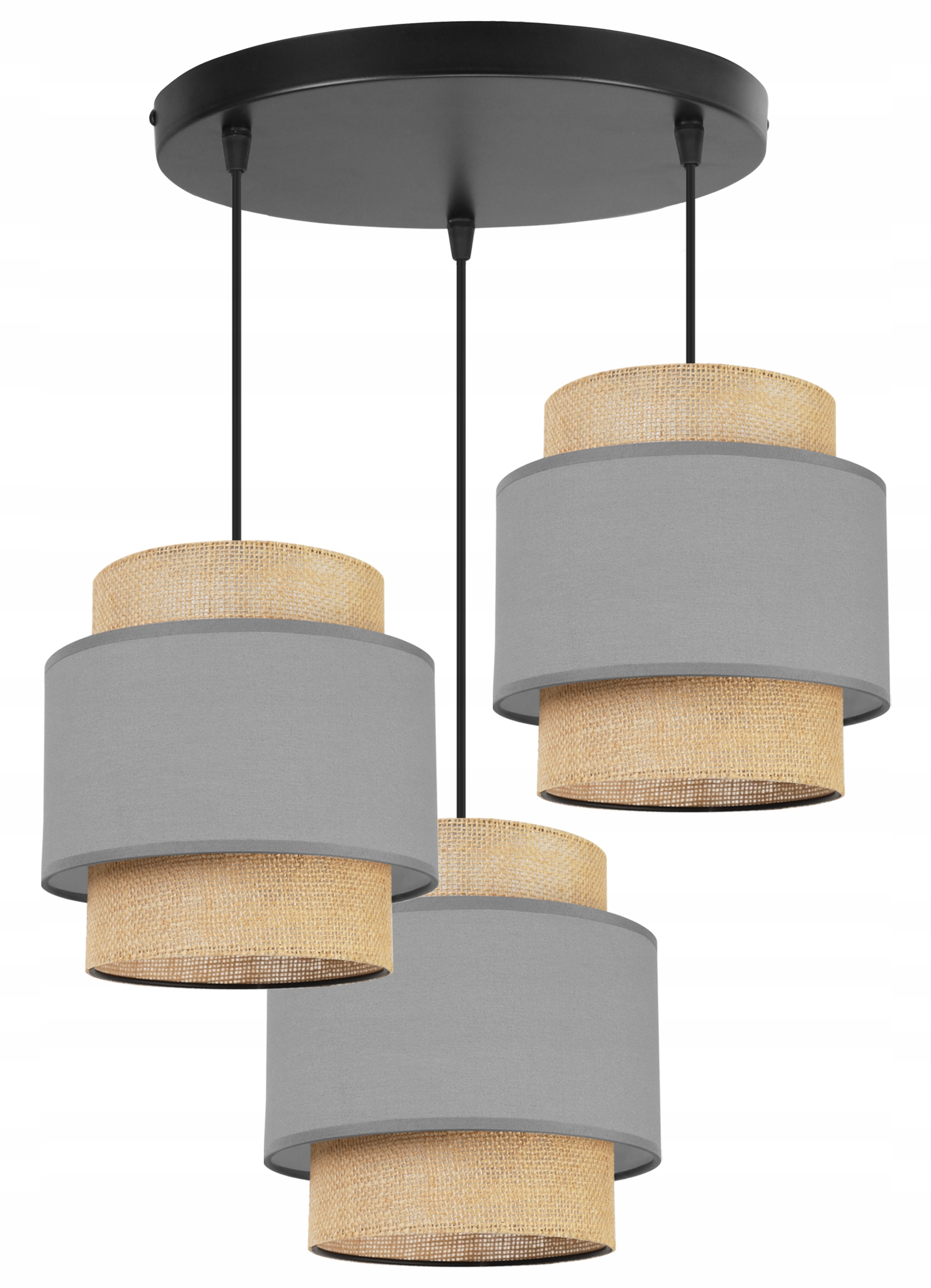 Závěsné Stropní Svítidlo Lustr Trojité Stínidlo Boho Juta Moderní