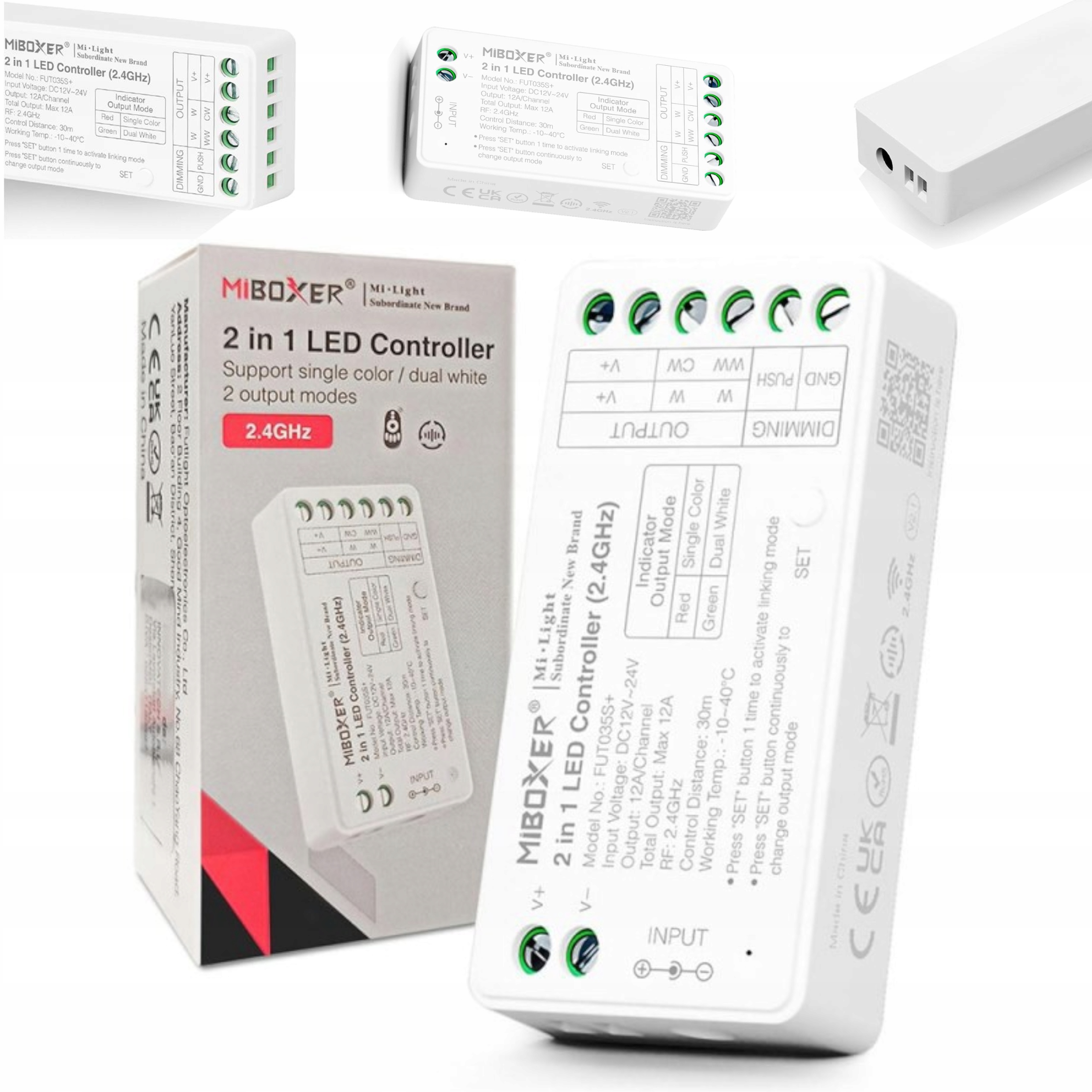 ZESTAW STEROWNIK DO TAŚM LED JEDNOKOLOROWYCH MONO LUB CCT + PILOT STREFOWY Kod producenta FUT035S+