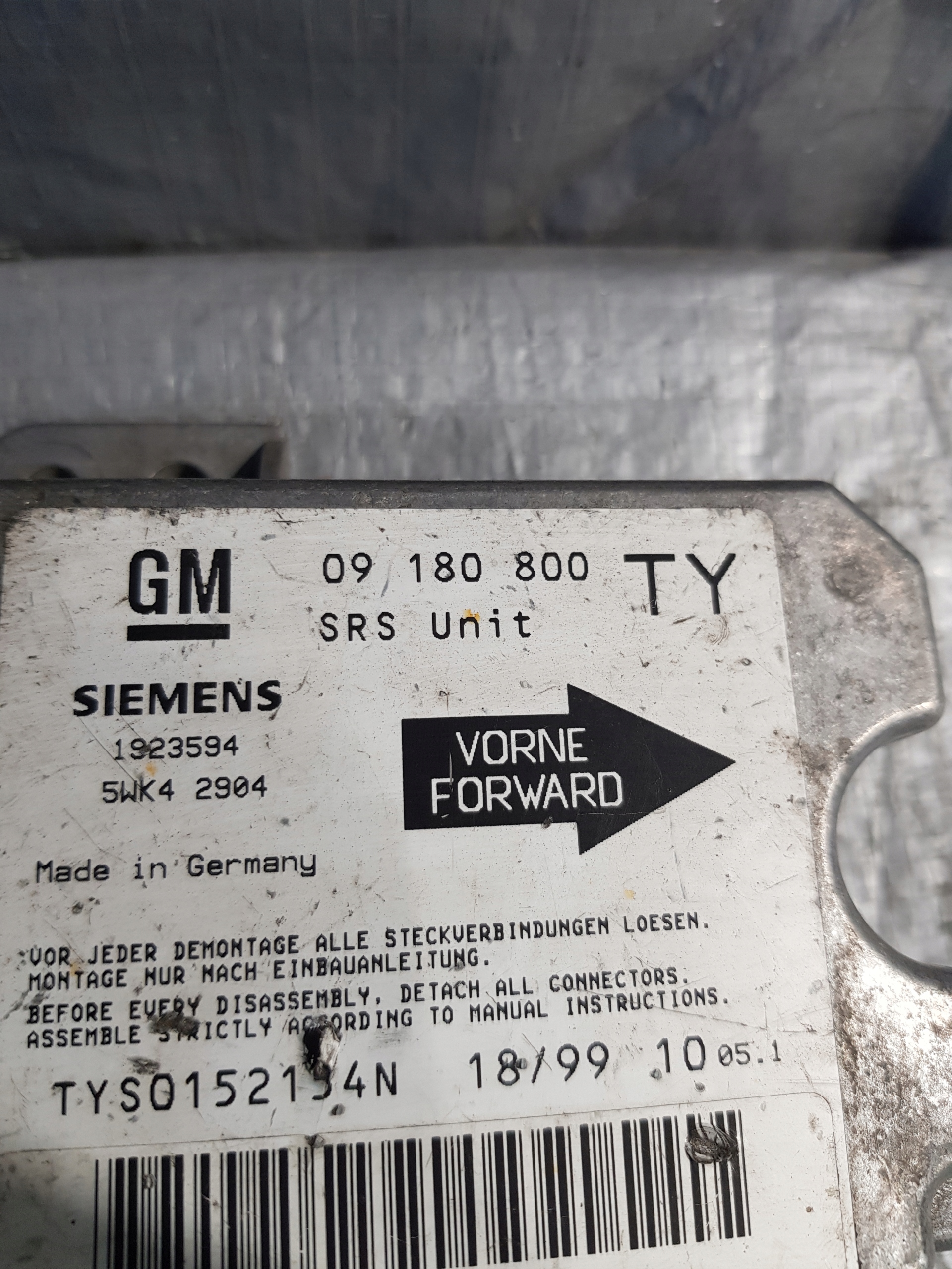 modul SENSOR airbag OPEL VECTRA B 09180800