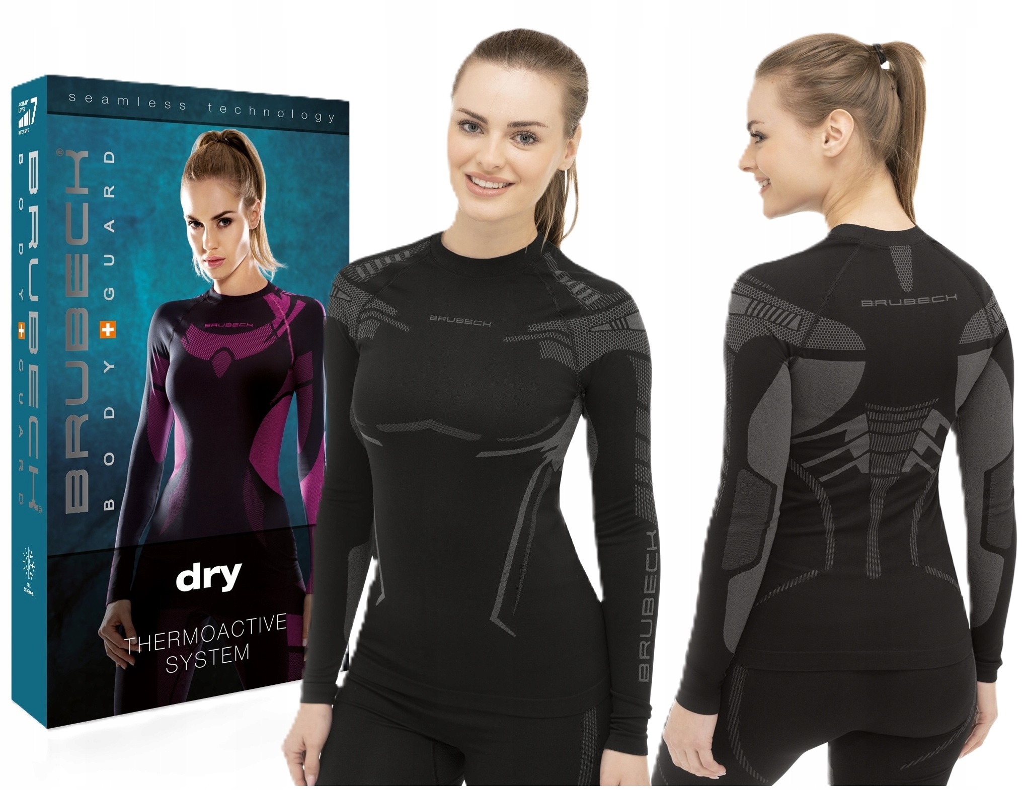 Dopasowana Bluza Termoaktywna damska do turystyki górskiej Brubeck Dry
