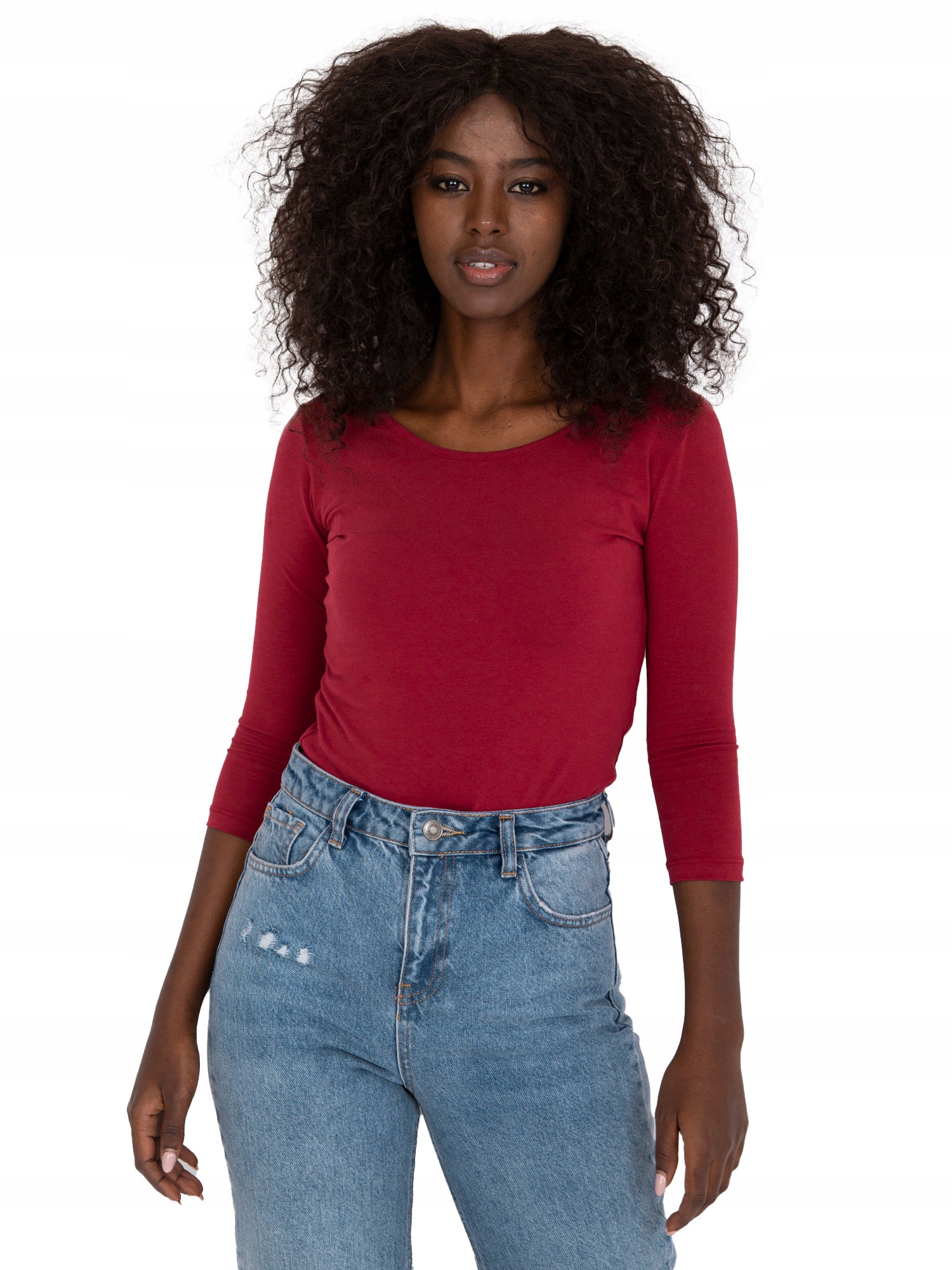 

Bordowa Bluzka Damska bawełniana Miękka