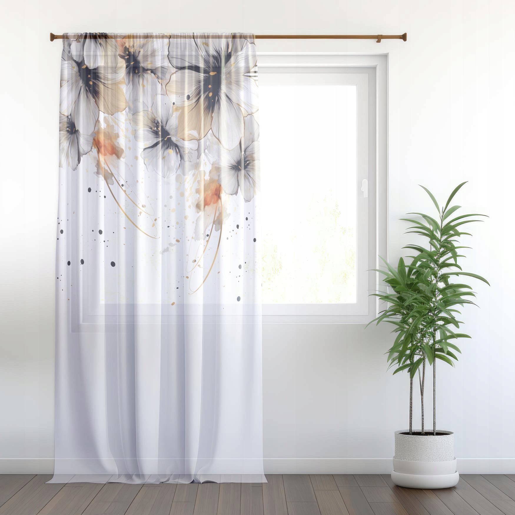 FIRANA GOTOWA 140x250 WOAL BARWIONA WZÓR NA ŻABKI 202 Rodzaj Firana pojedyncza