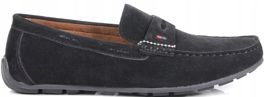CZARNE MOKASYNY TOMY MĘSKIE BUTY ZAMSZOWE WSUWANE CASUAL SUPER MODNE Rozmiar 41