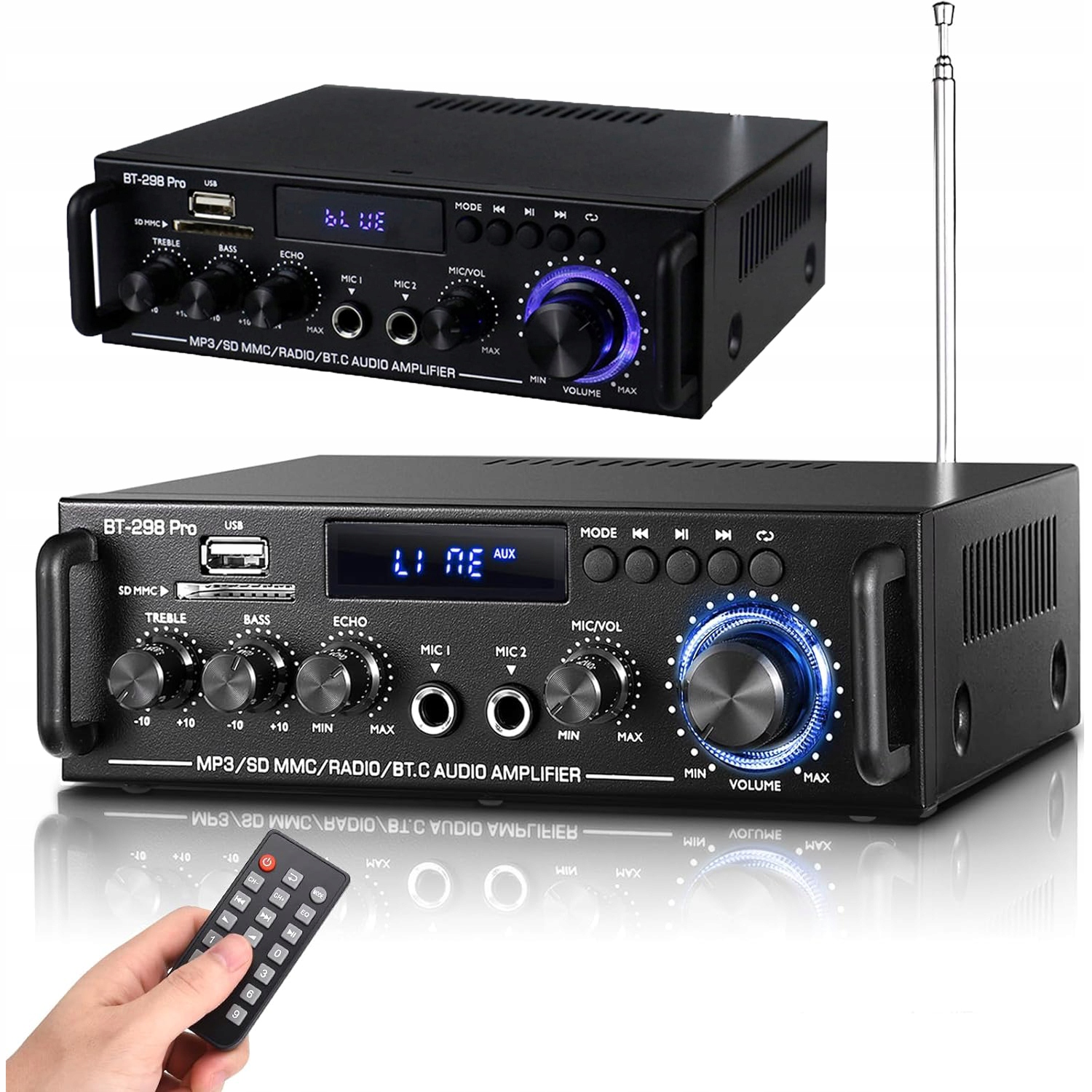 AMPLITUNER STEREO WZMACNIACZ CYFROWE BT-298PRO BLUETOOTH 5.0