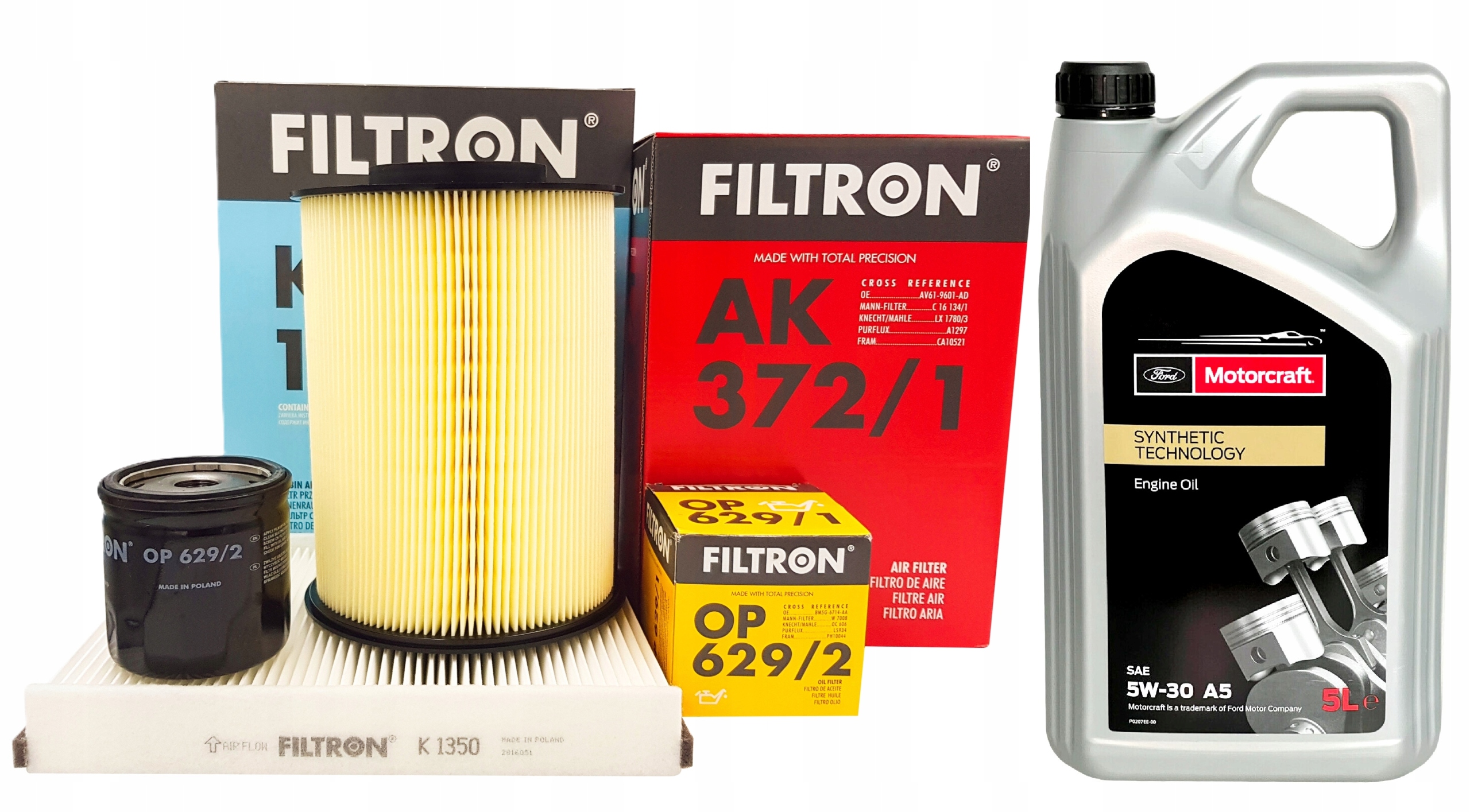Sada 3 filtrů Filtorn Ford Focus III 3 MK3 1.0-2.0 olej Ford 5W30 A5 5L