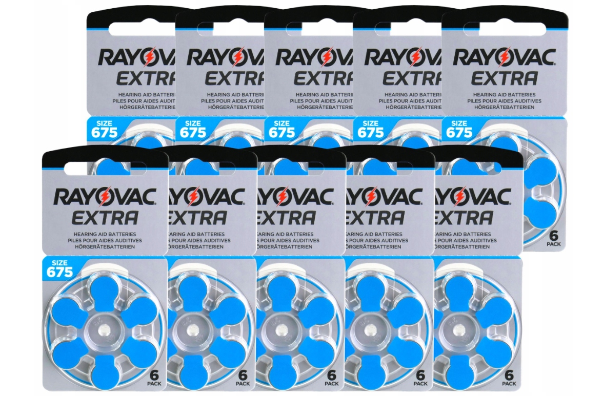 

60x Bateria do aparatów słuchowych Rayovac 675