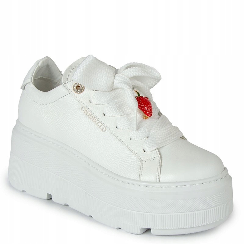 Chebello 4674 Bílé Kožené Tenisky S Ozdobou 39