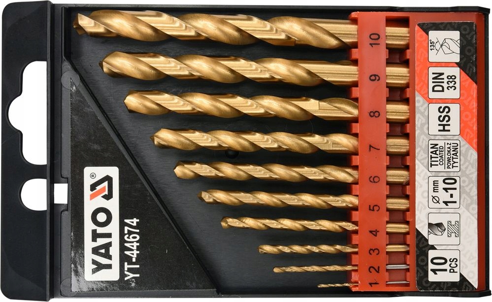 

Yato Zestaw Wierteł Do Metalu HSS-TiN 10SZT 1-10MM