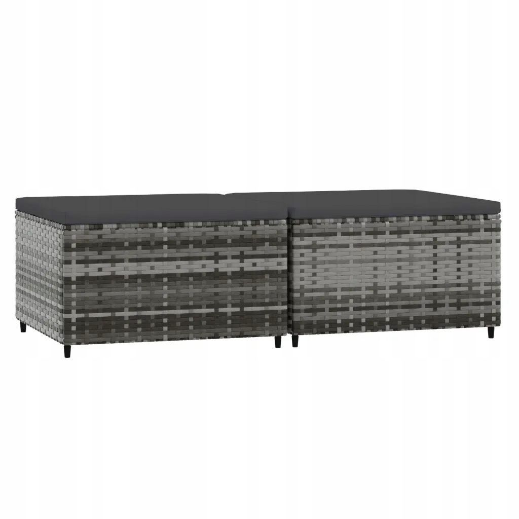 Šedé zahradní podnožky s antracitovými polštáři, 55 x 55 x 31 cm